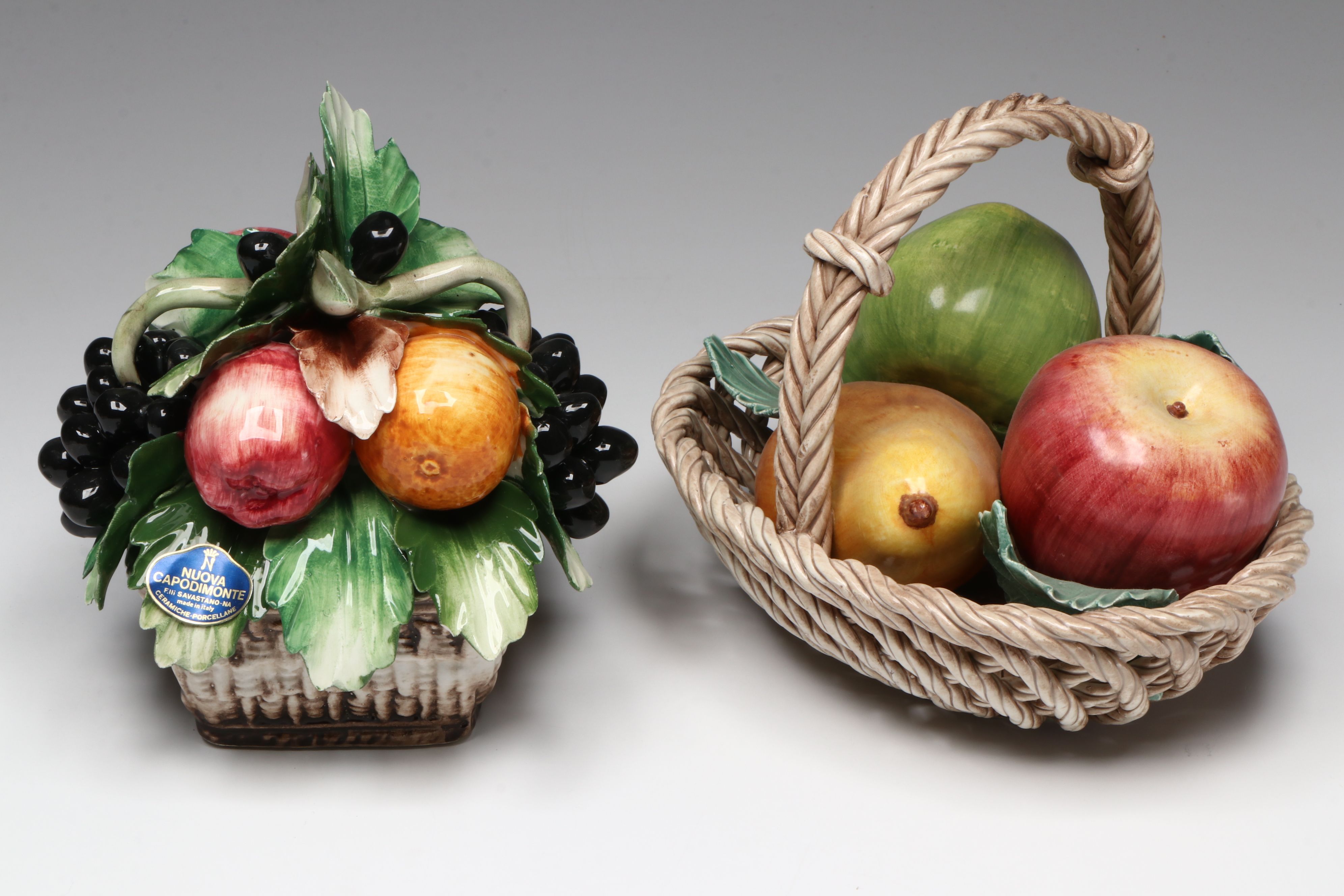 Capodimonte and Other Italian Ceramic Fruit Baskets