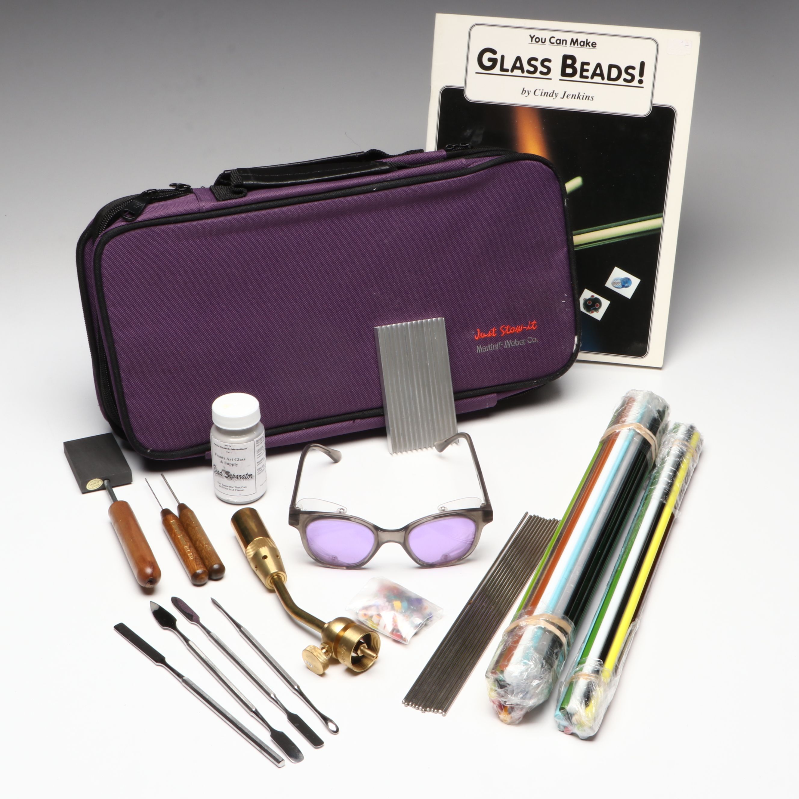 Flamework Supplies with Torch, Colored Glass Canes and More Crafting Tools
