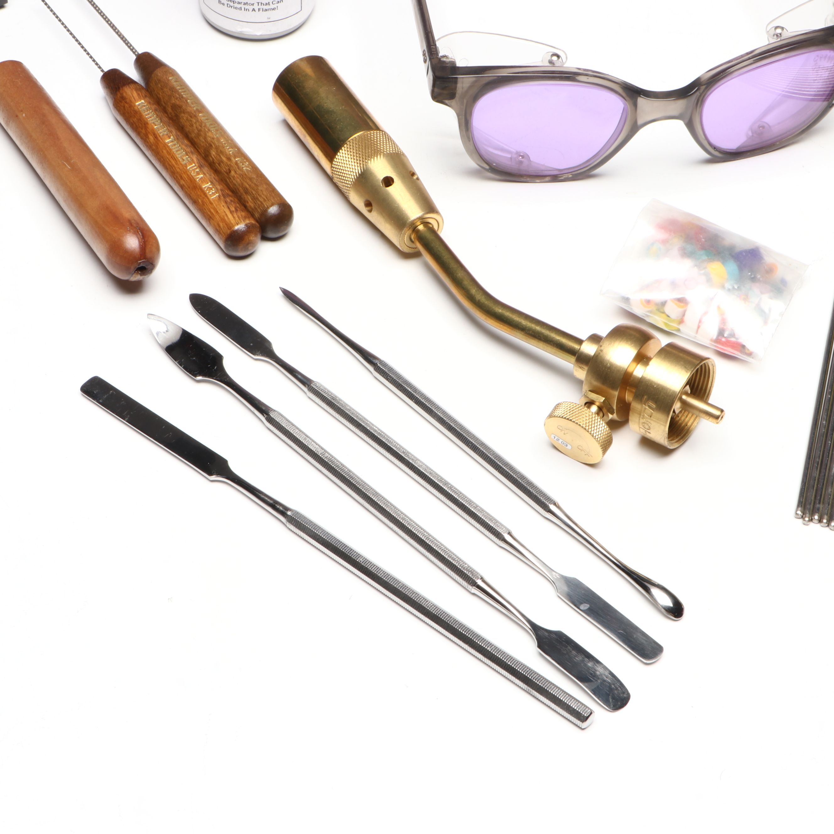 Flamework Supplies with Torch, Colored Glass Canes and More Crafting Tools
