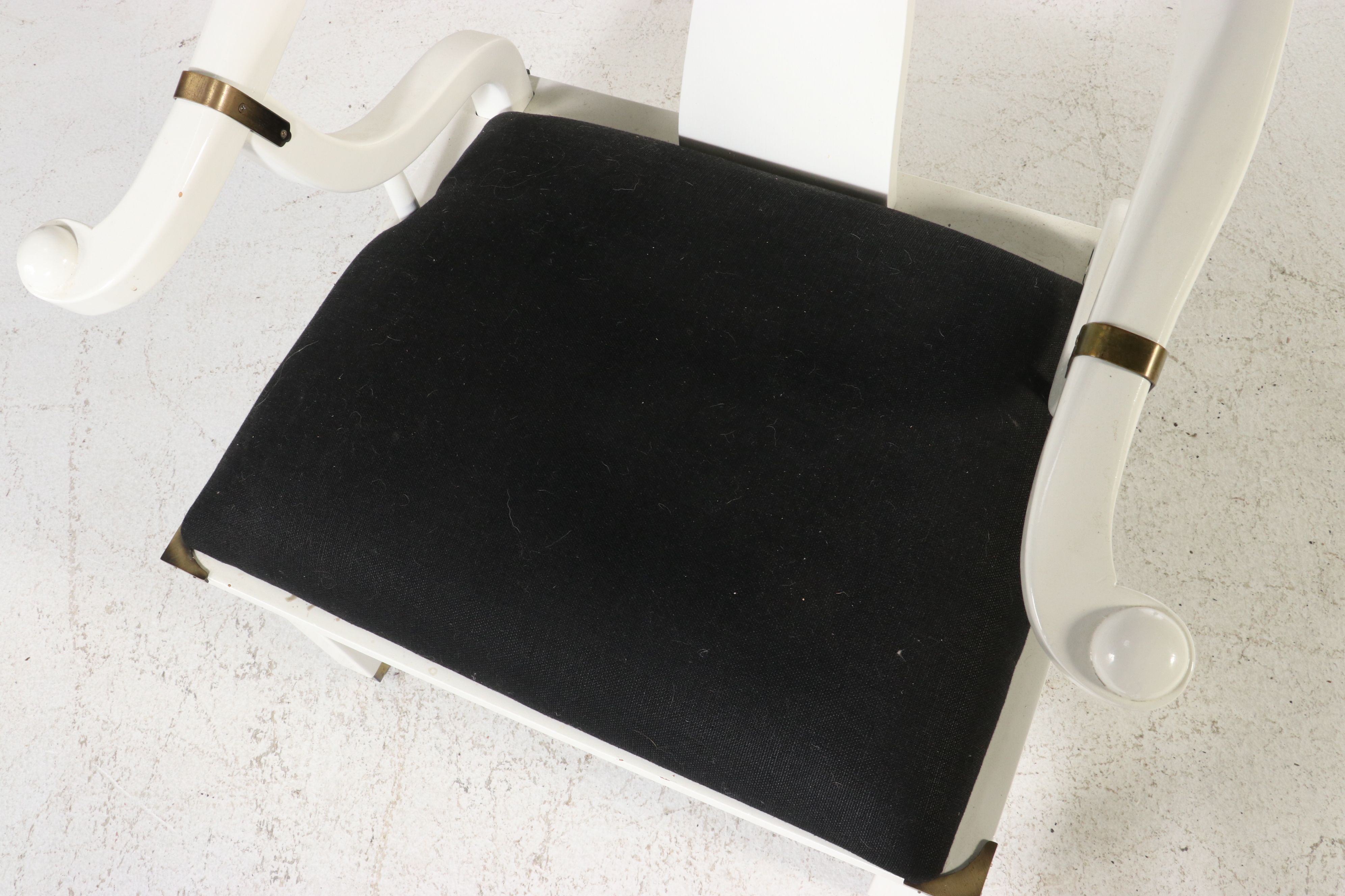 Hollywood Regency White Lacquered Ming Style Horseshoe Back Armchair