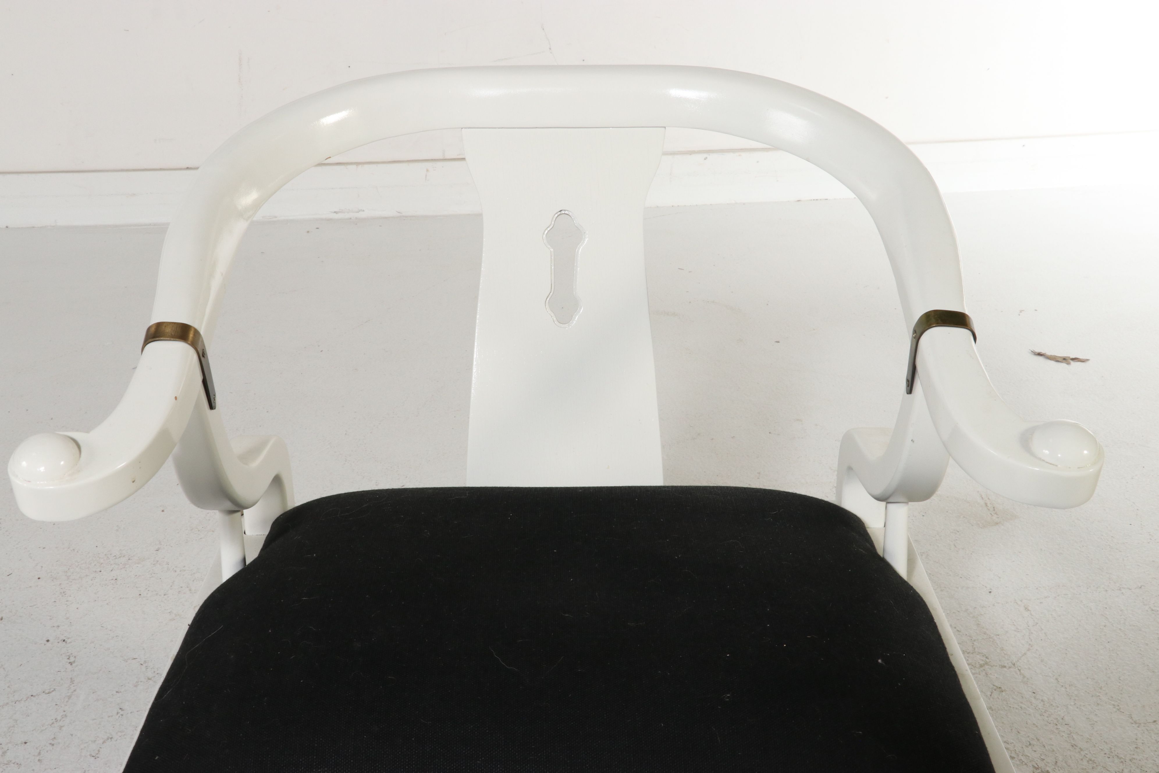 Hollywood Regency White Lacquered Ming Style Horseshoe Back Armchair