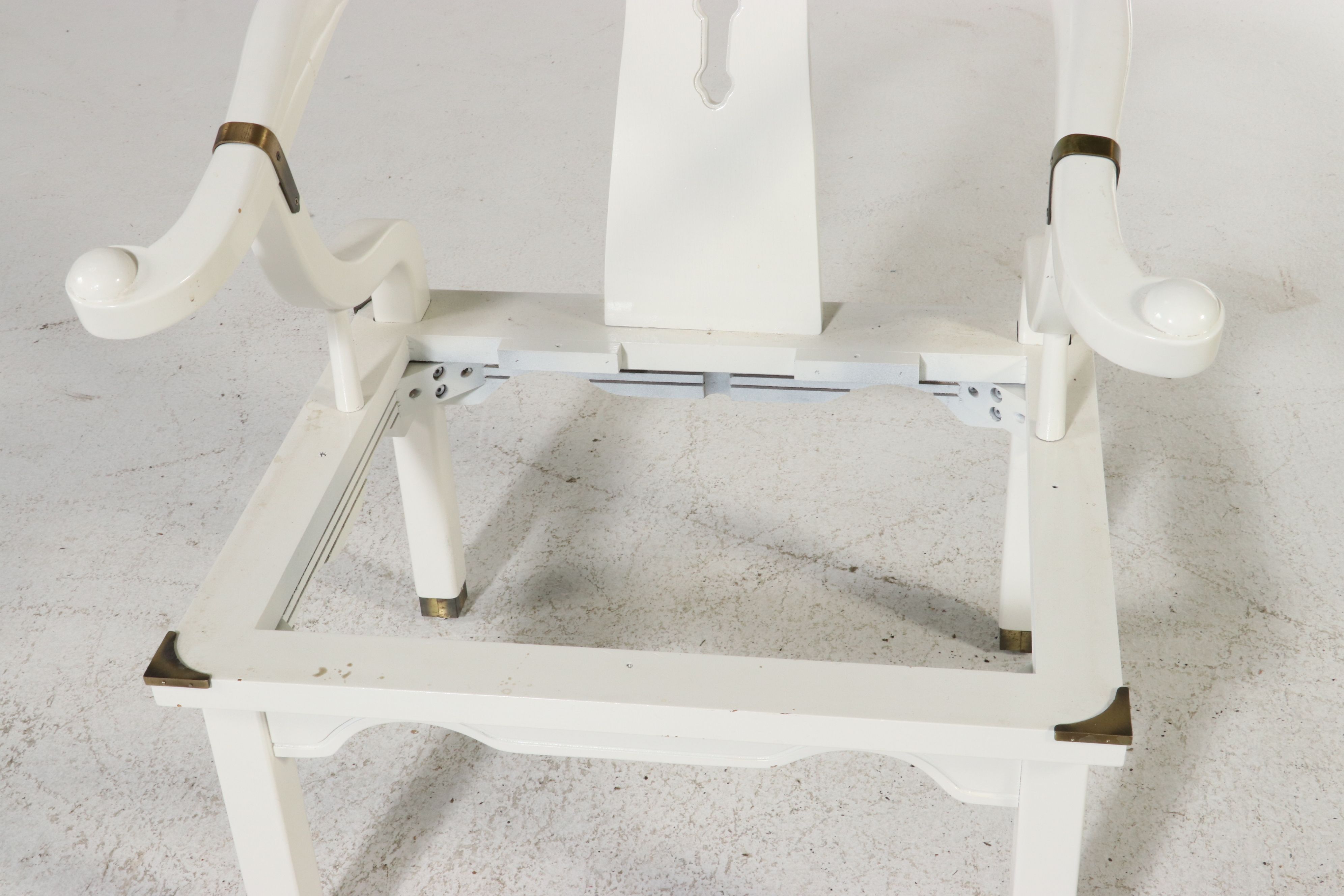 Hollywood Regency White Lacquered Ming Style Horseshoe Back Armchair