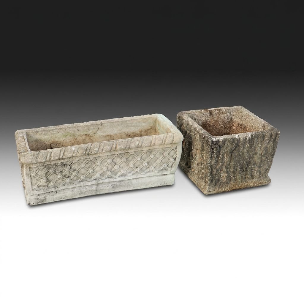 Outdoor Trellis Pattern Planter with Other Concrete Planter