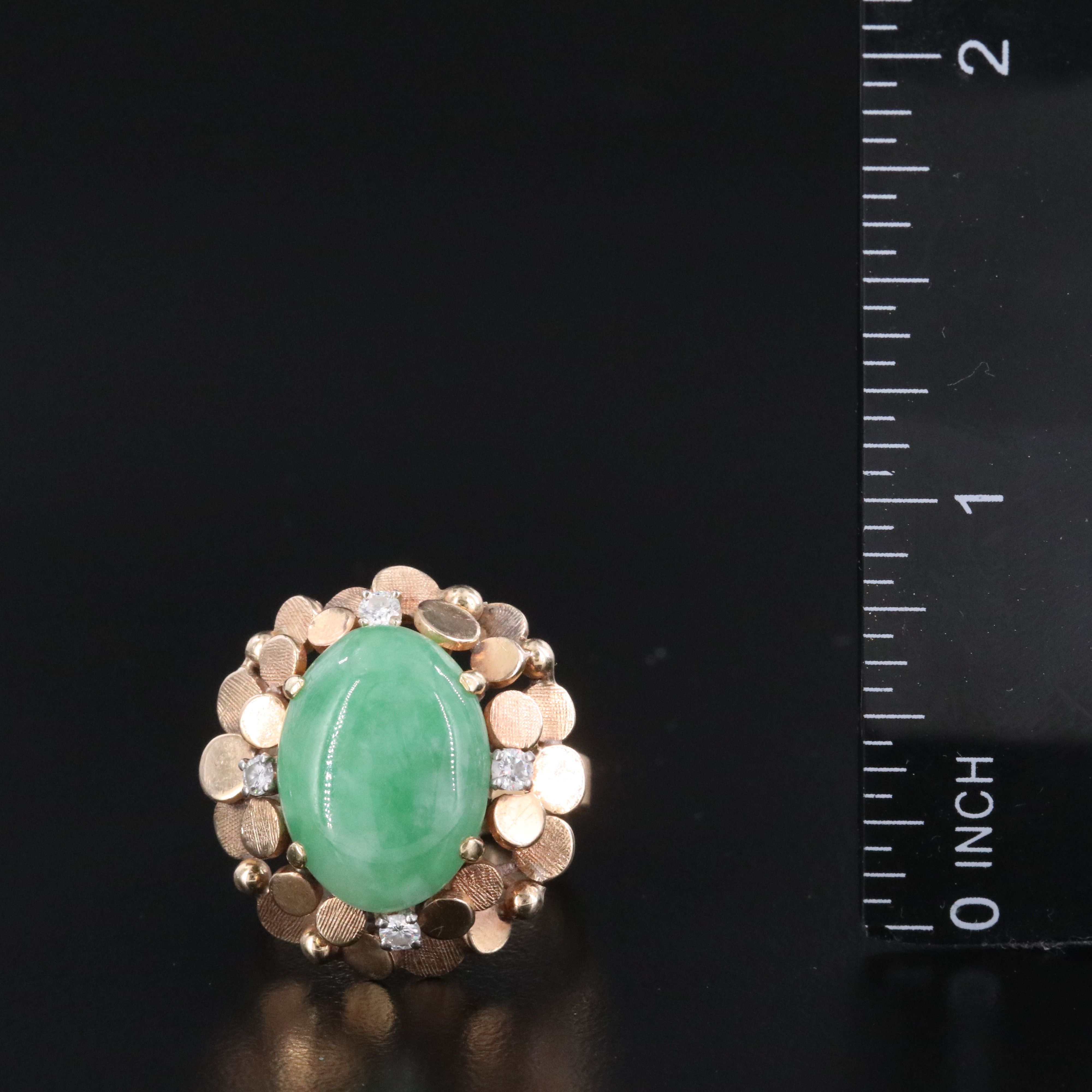 Vintage 14K Jadeite and Diamond Ring