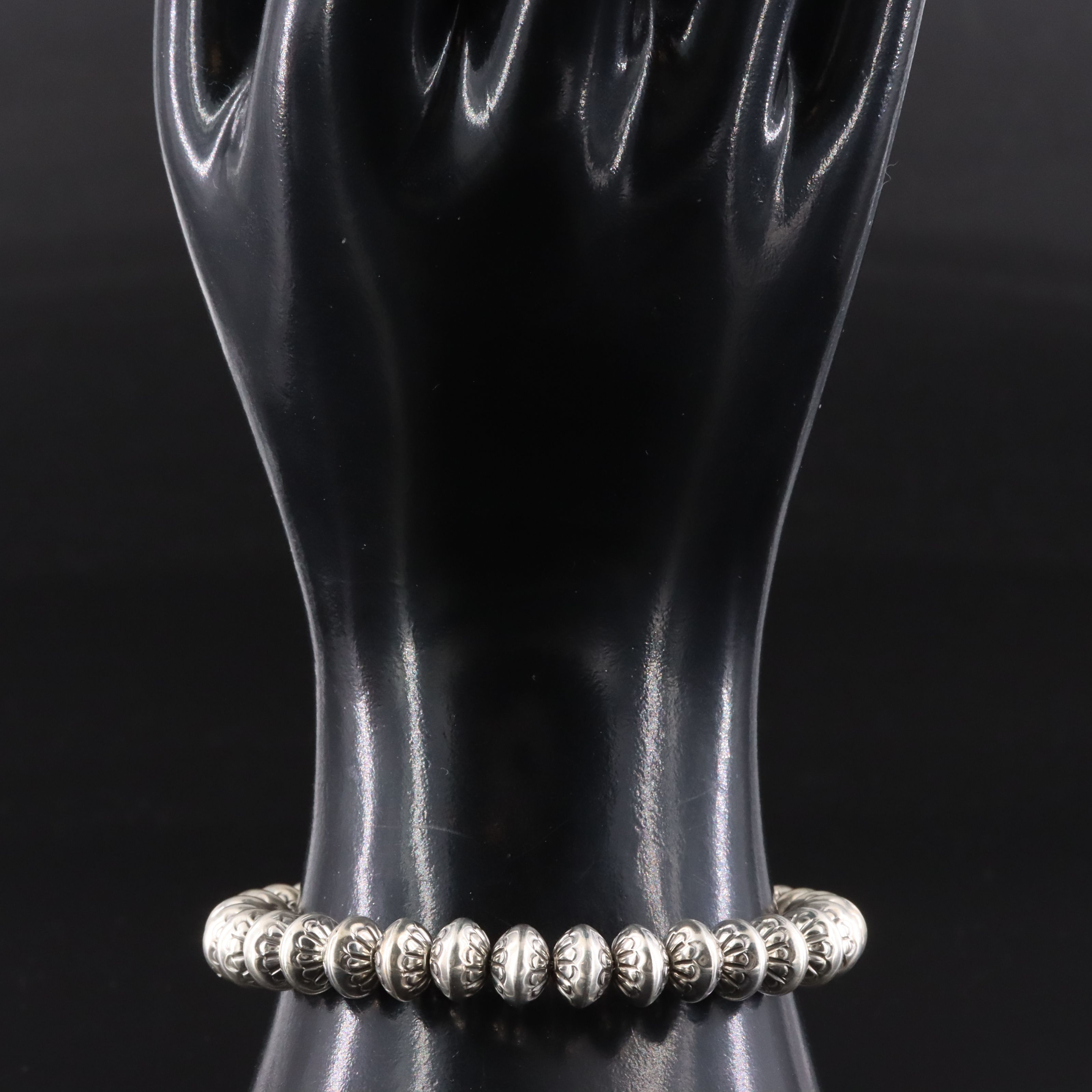 Marie Yazzie Sterling Stampwork Bench Bead Bracelet