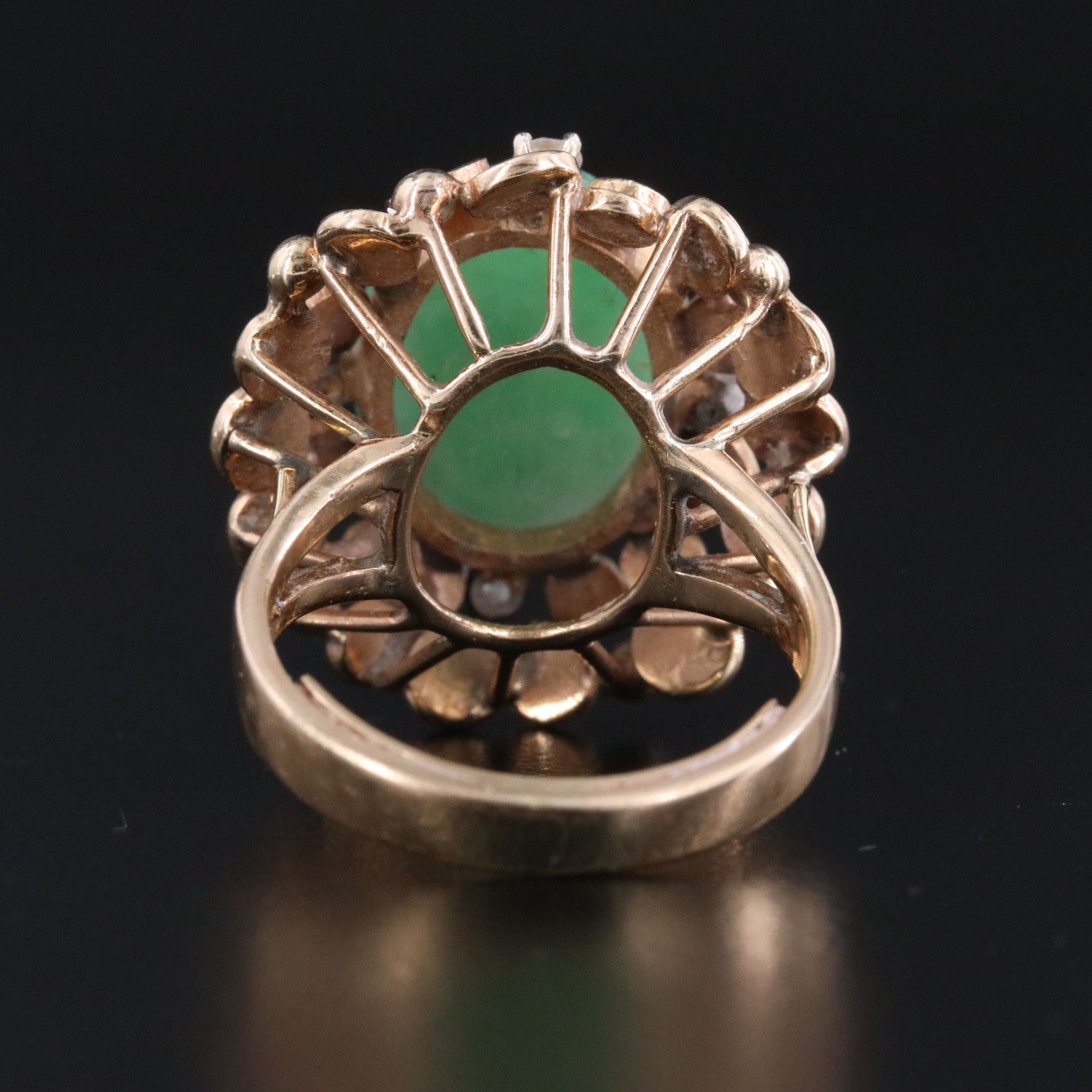 Vintage 14K Jadeite and Diamond Ring