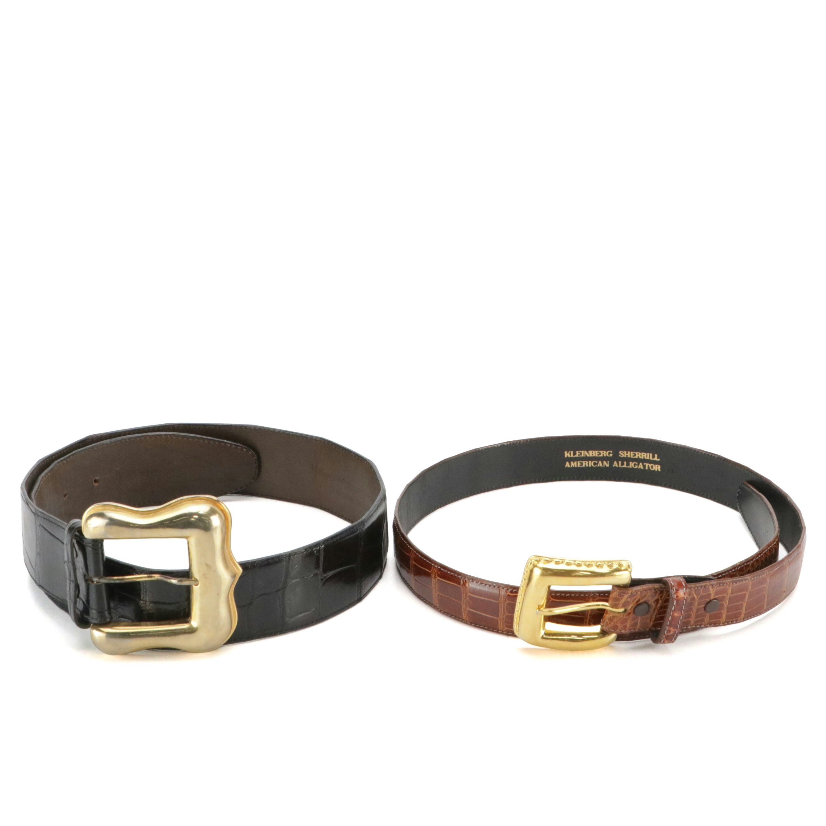 Kleinberg Sherrill Alligator Skin and Leather Belts