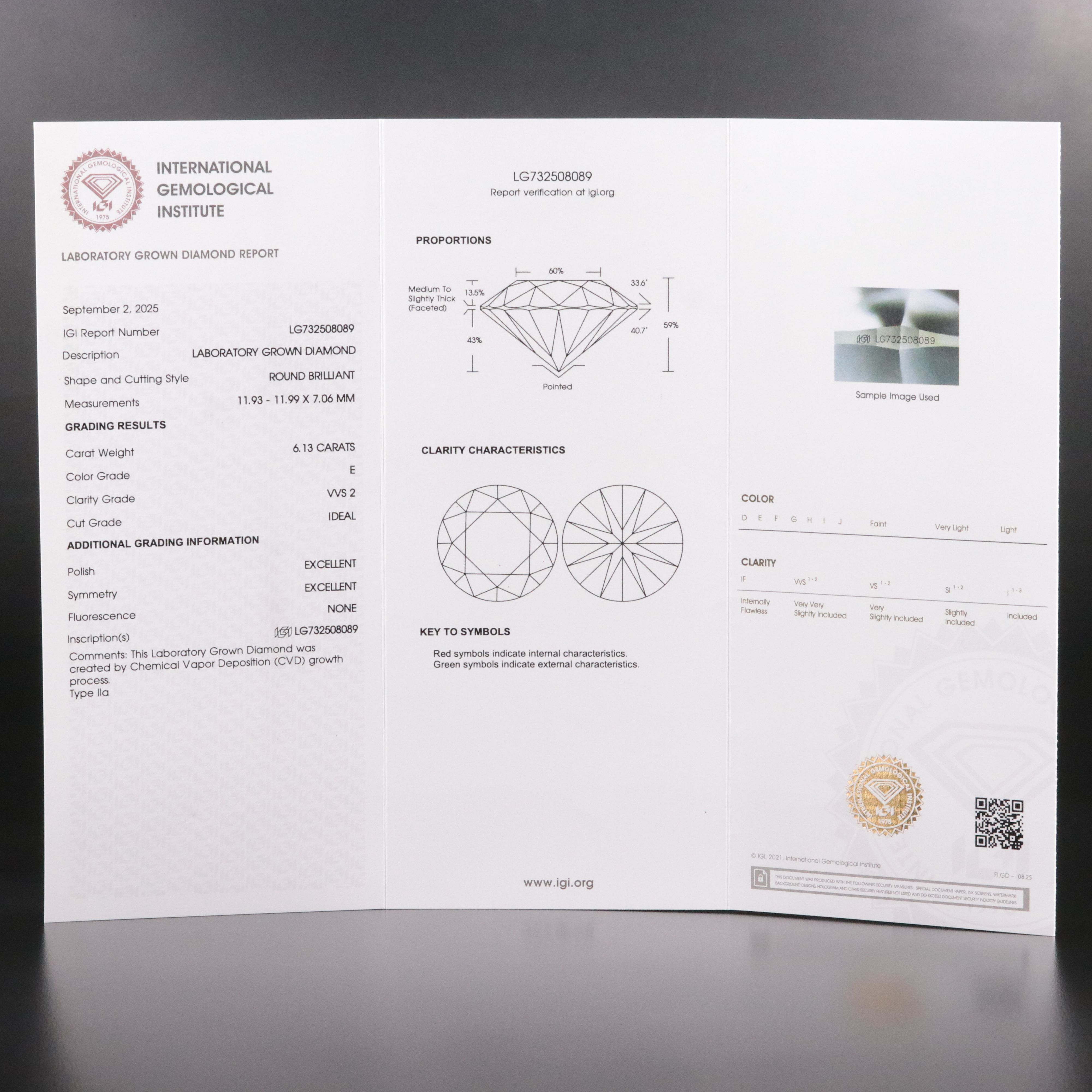 14K 6.13 CT Lab Grown Diamond Ring with IGI Report