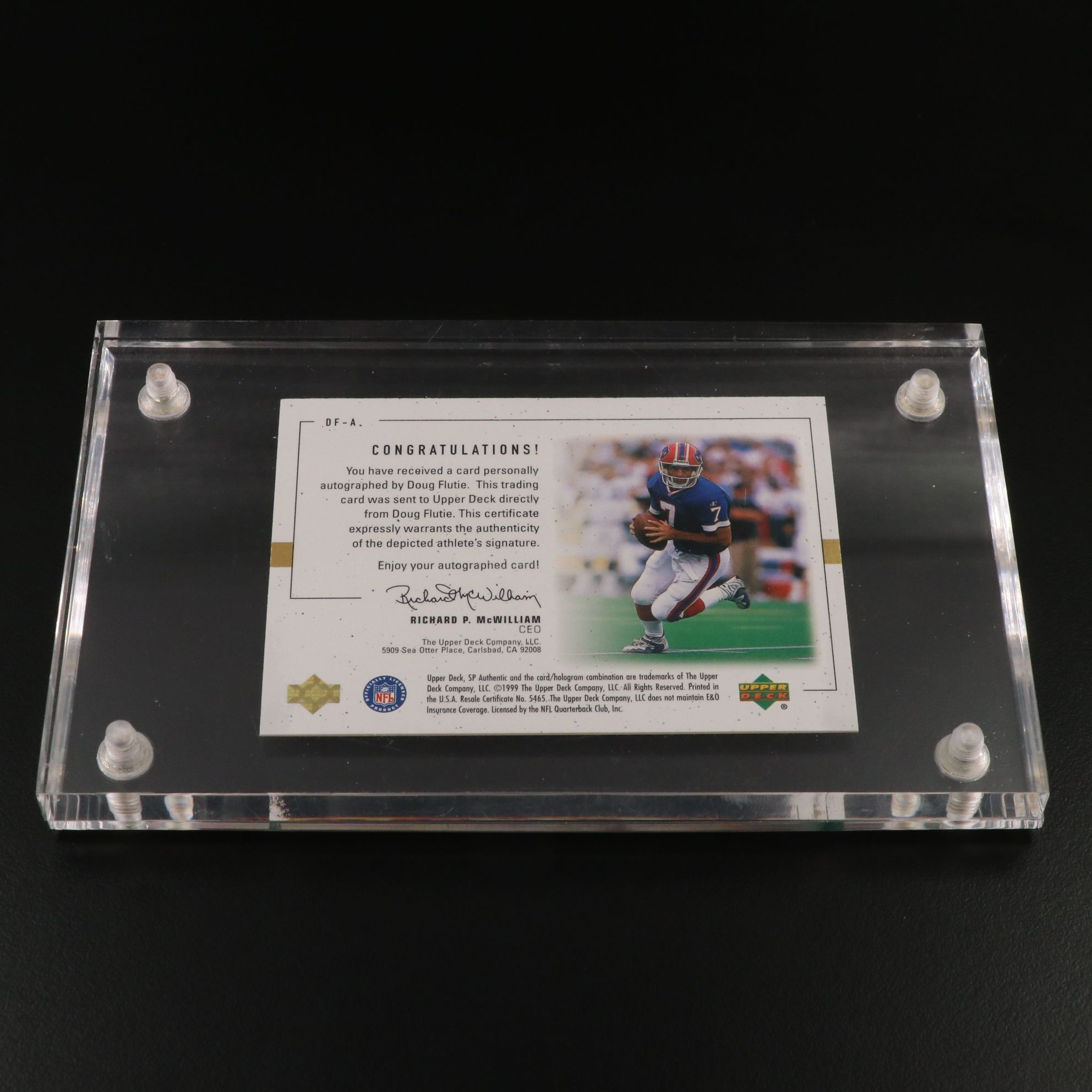 Doug Flutie Signed, Relic, and Graded Buffalo Bills Football Cards, 1999-2000