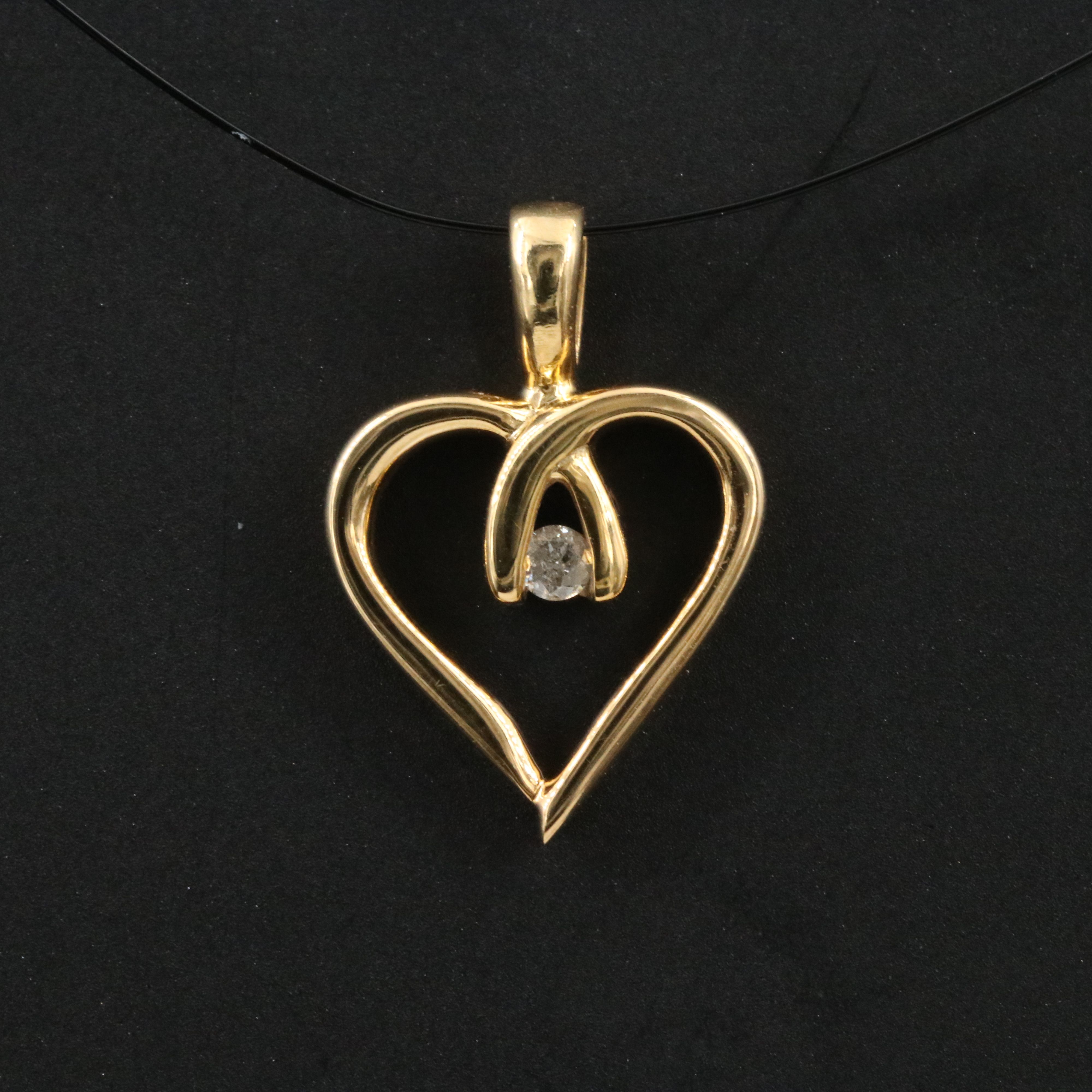 10K 0.02 CT Diamond Heart Pendant