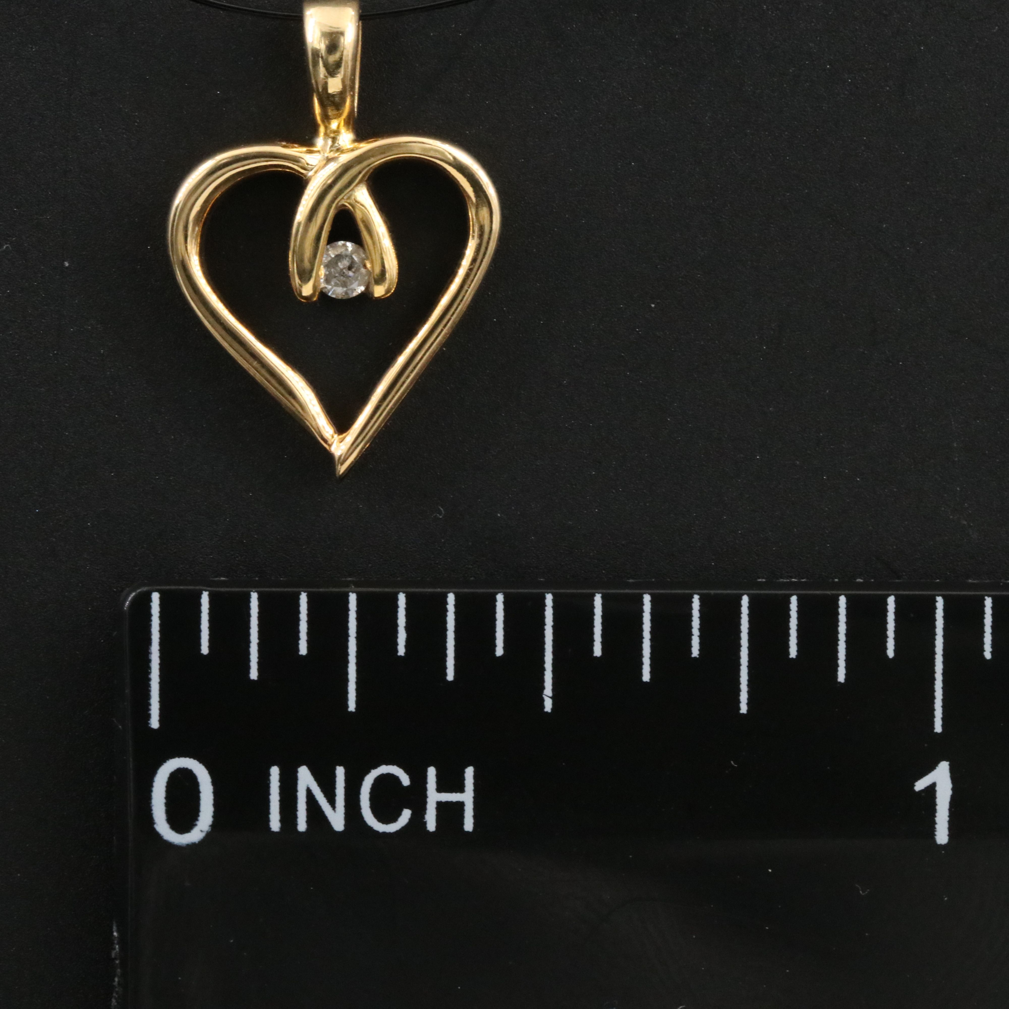 10K 0.02 CT Diamond Heart Pendant