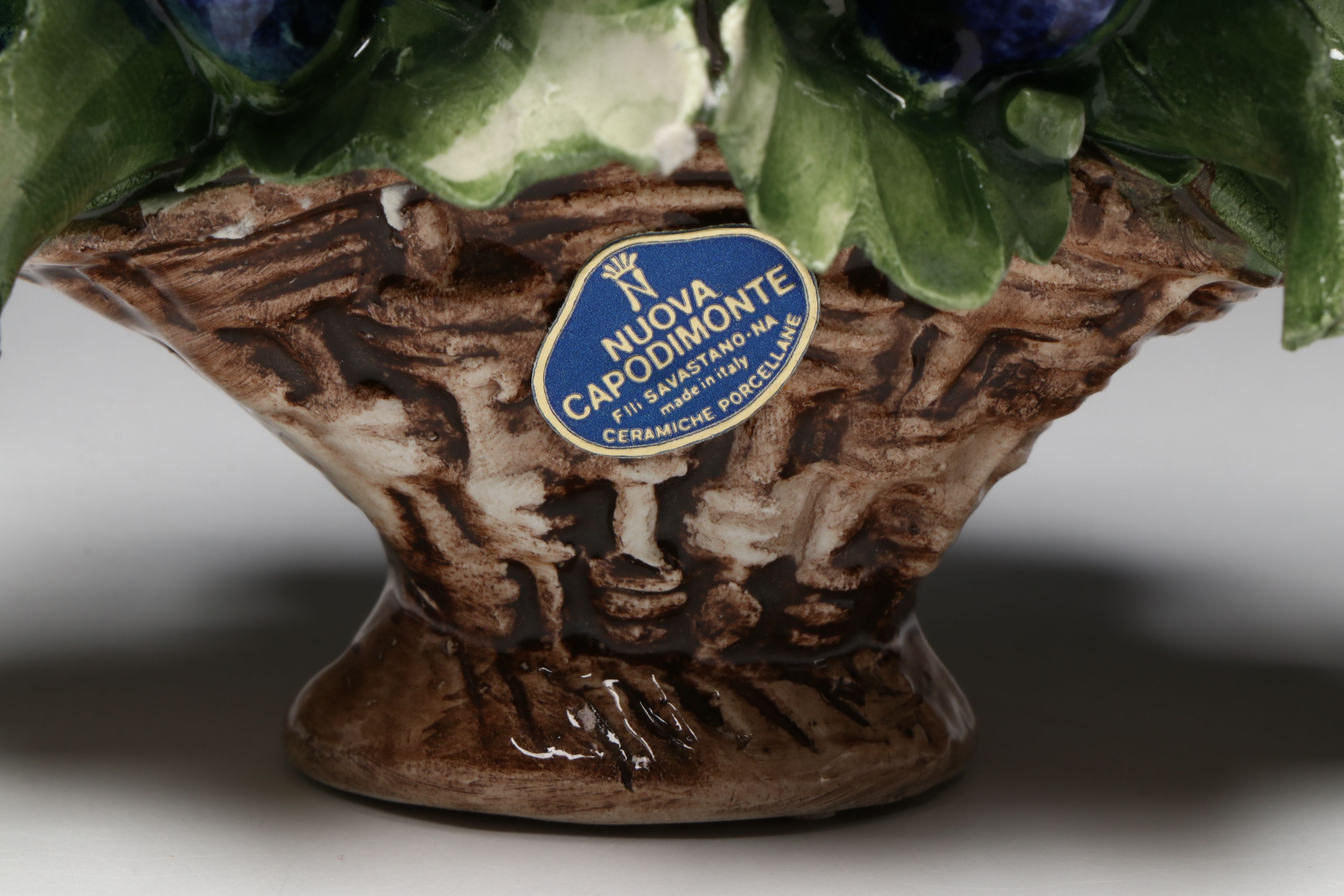 Italian Capodimonte Roses, Violets and More Porcelain Flower Baskets