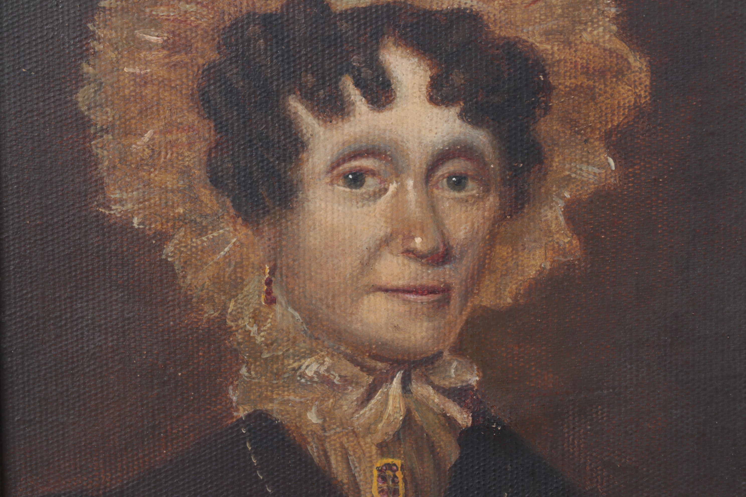 Portrait Oil Painting of Woman Attributed to Silas Martin, Circa 19th Century