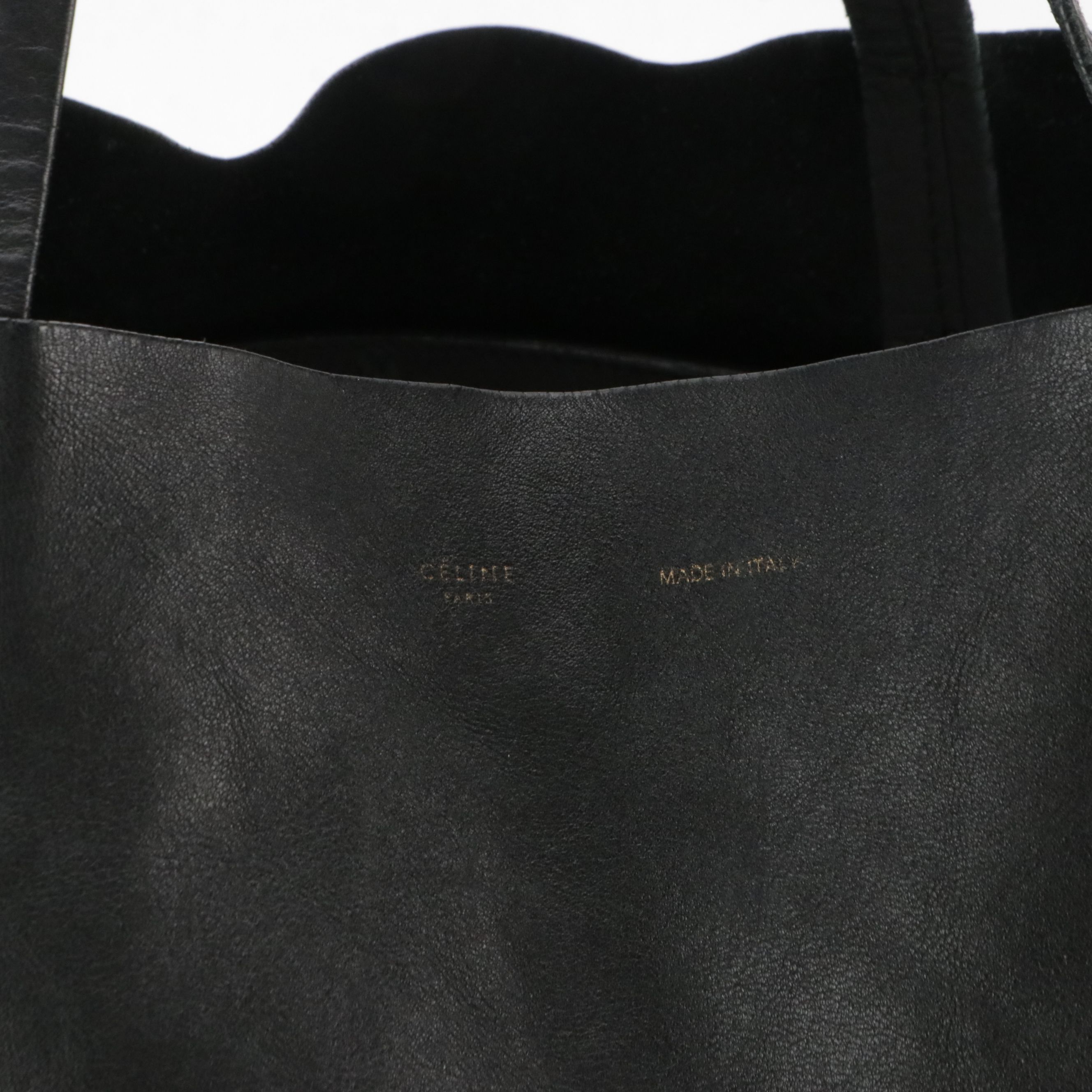 Céline Black Raw Edge Leather Tote Bag