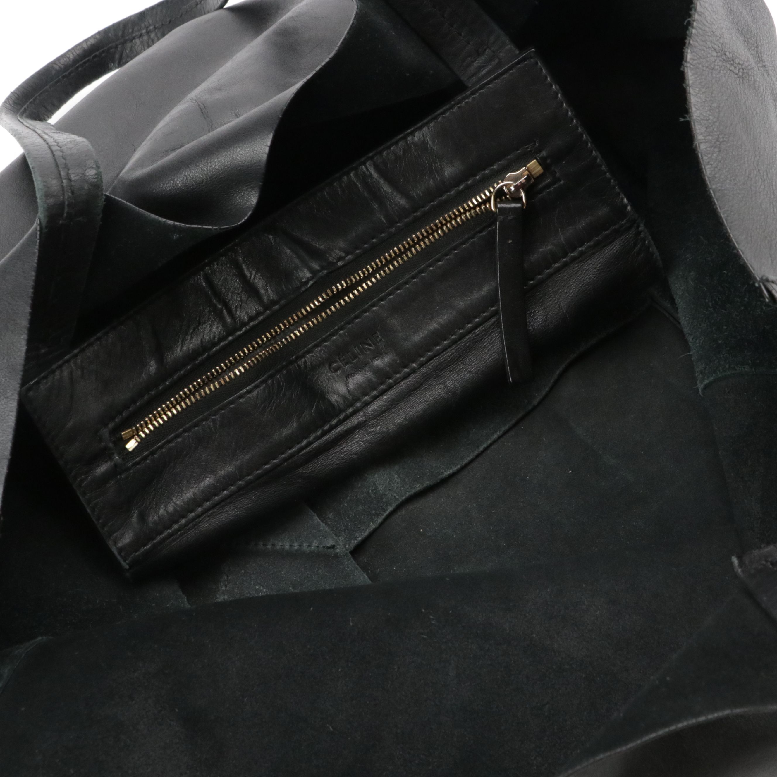 Céline Black Raw Edge Leather Tote Bag
