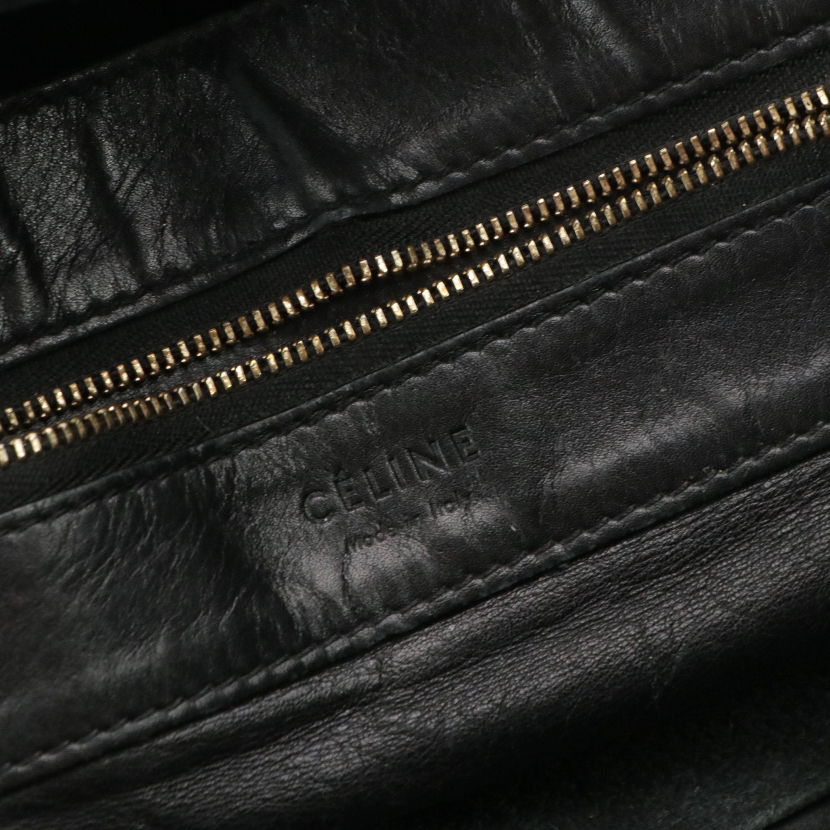 Céline Black Raw Edge Leather Tote Bag