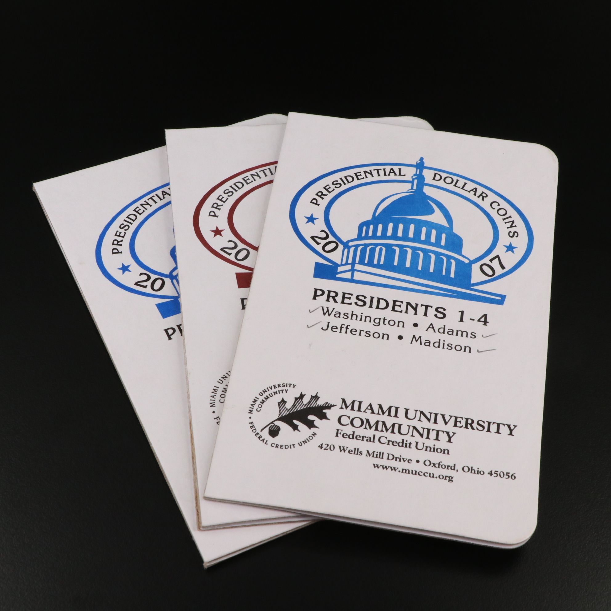 3 Booklets with the First 12 Presidential Dollars