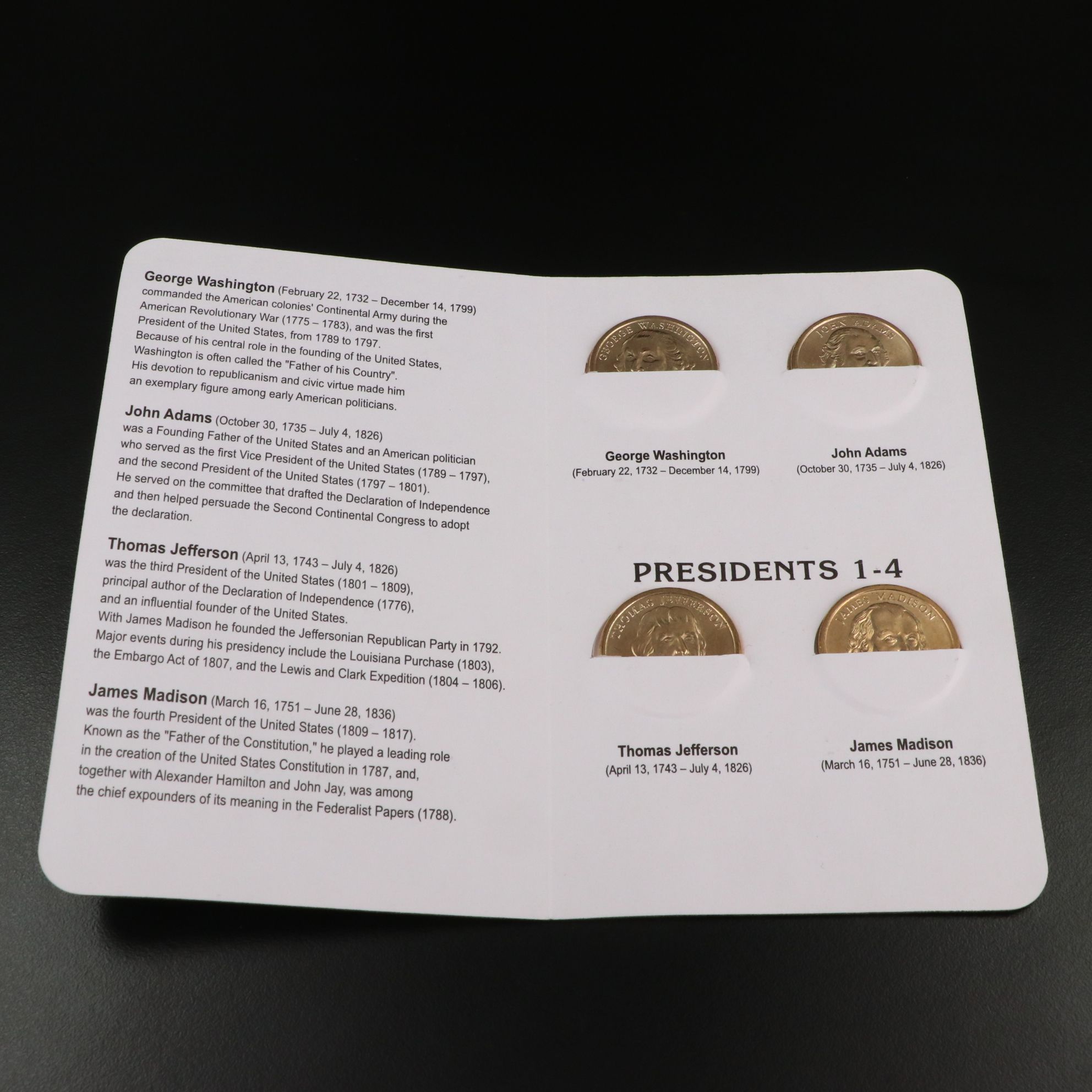 3 Booklets with the First 12 Presidential Dollars