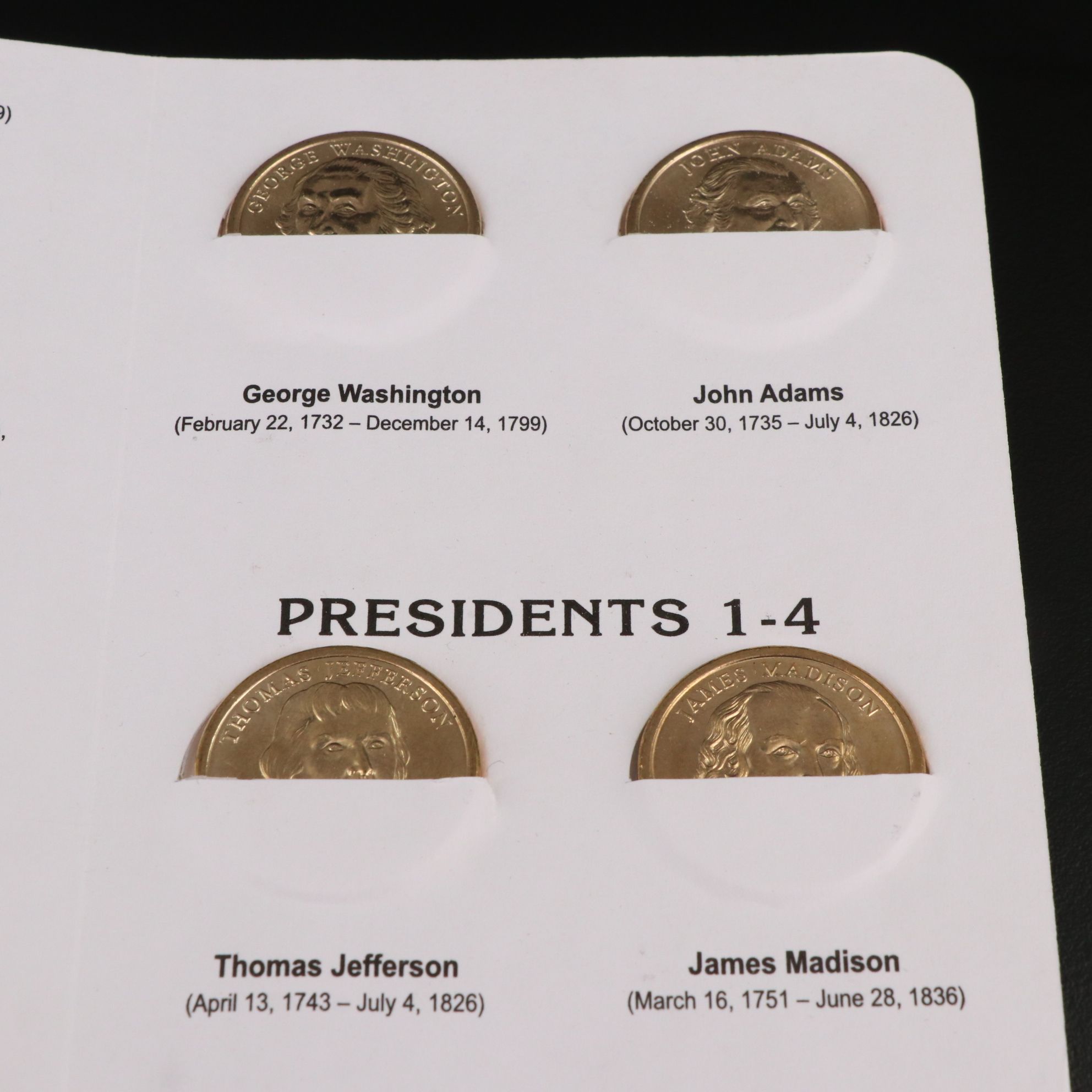 3 Booklets with the First 12 Presidential Dollars