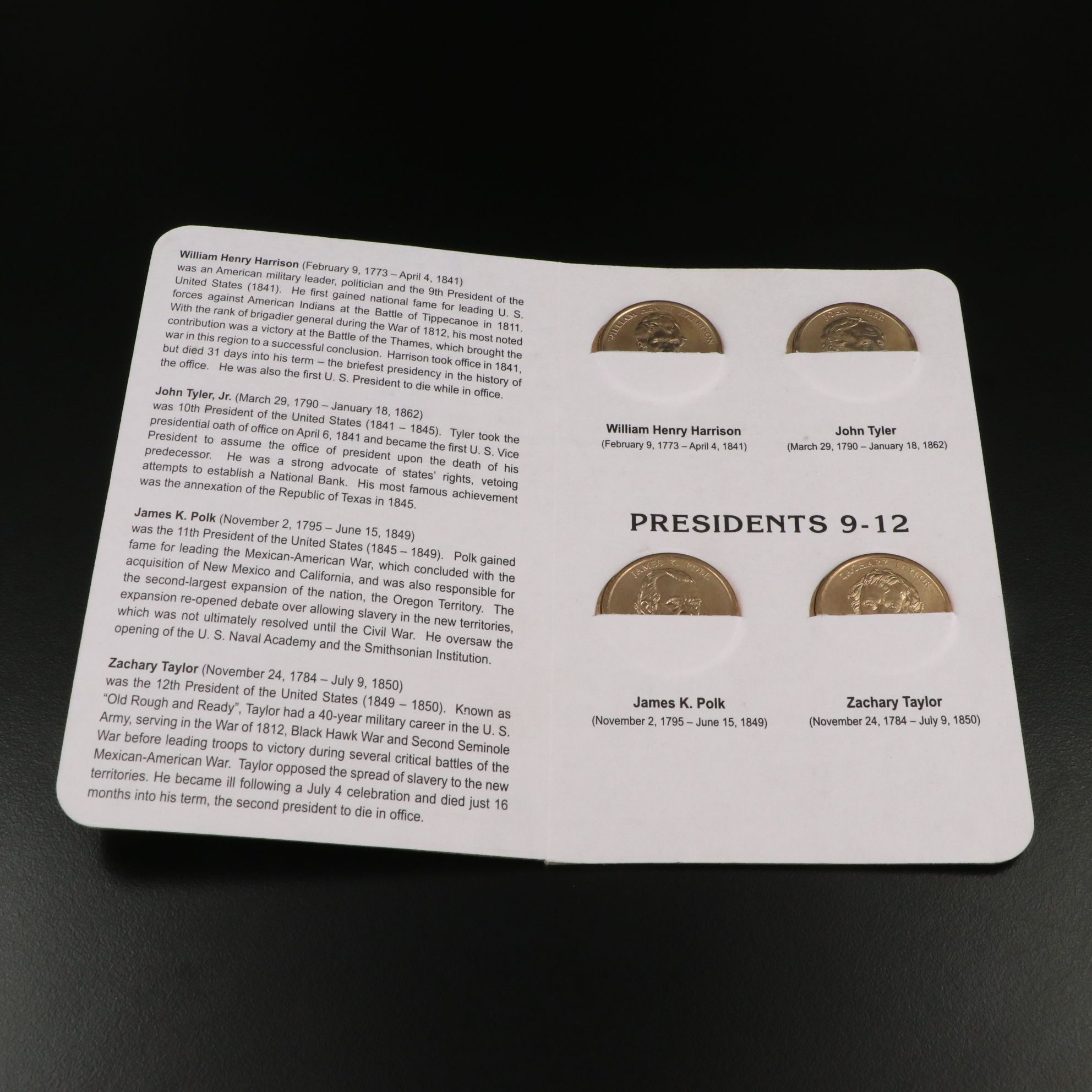 3 Booklets with the First 12 Presidential Dollars