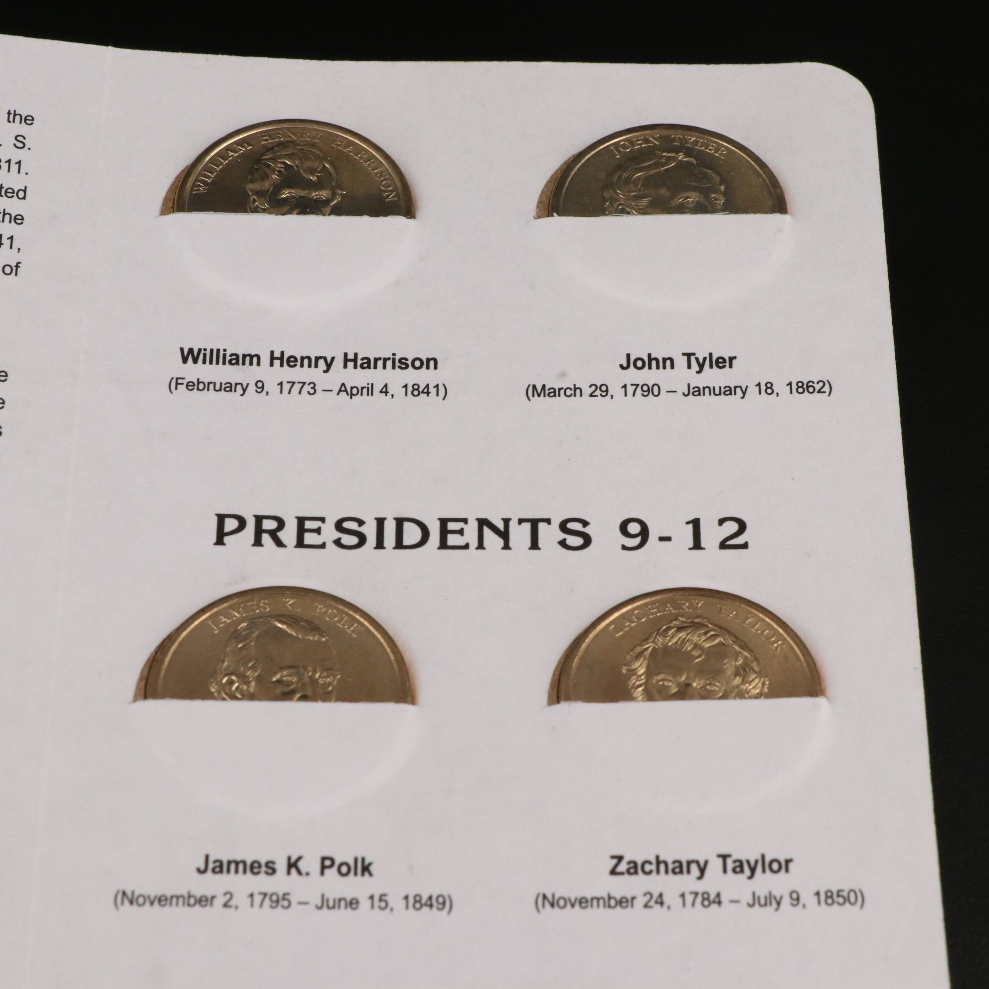 3 Booklets with the First 12 Presidential Dollars