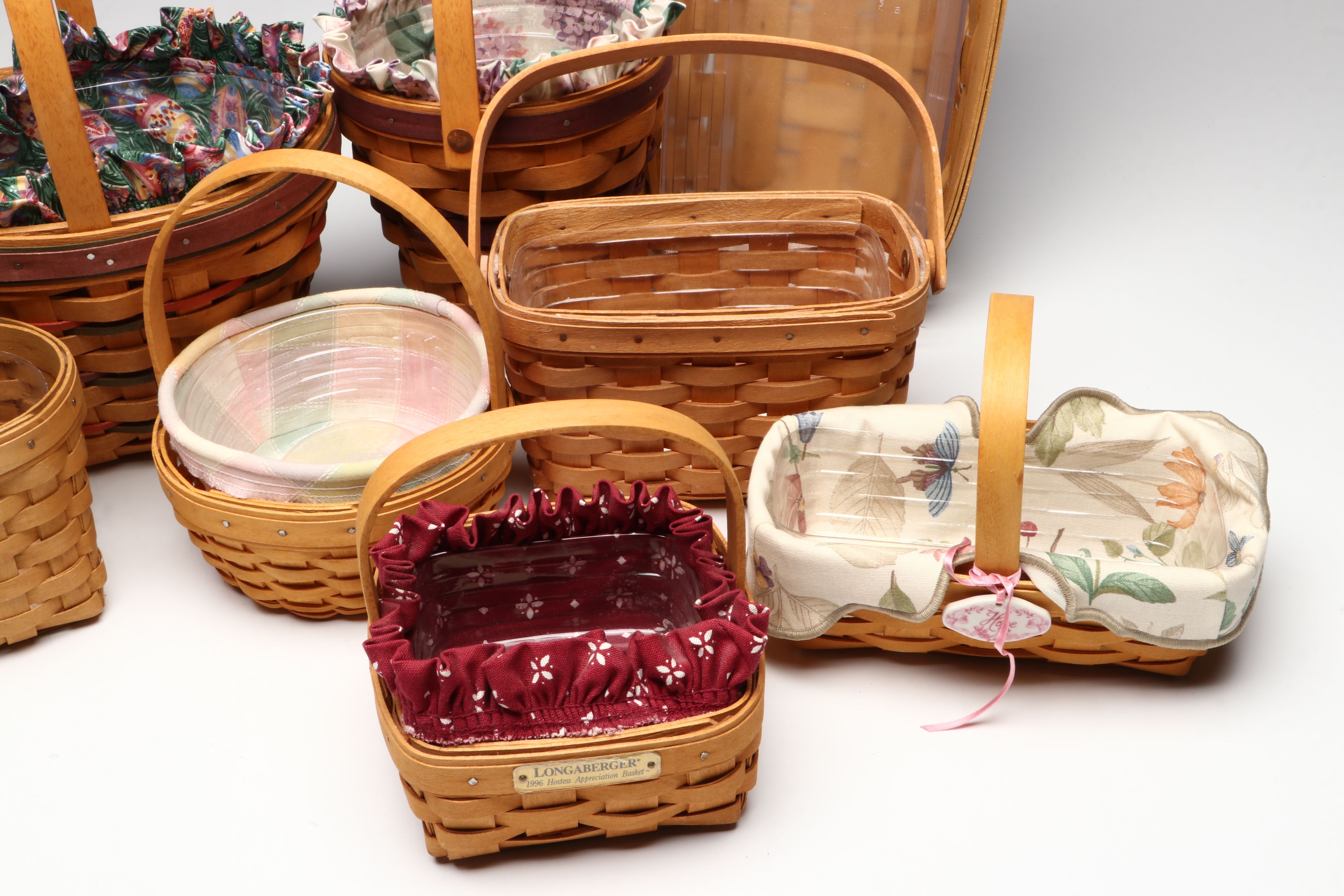 Longaberger Baskets with Royal Winton Grimwades Chintz Pattern Mugs and Platter