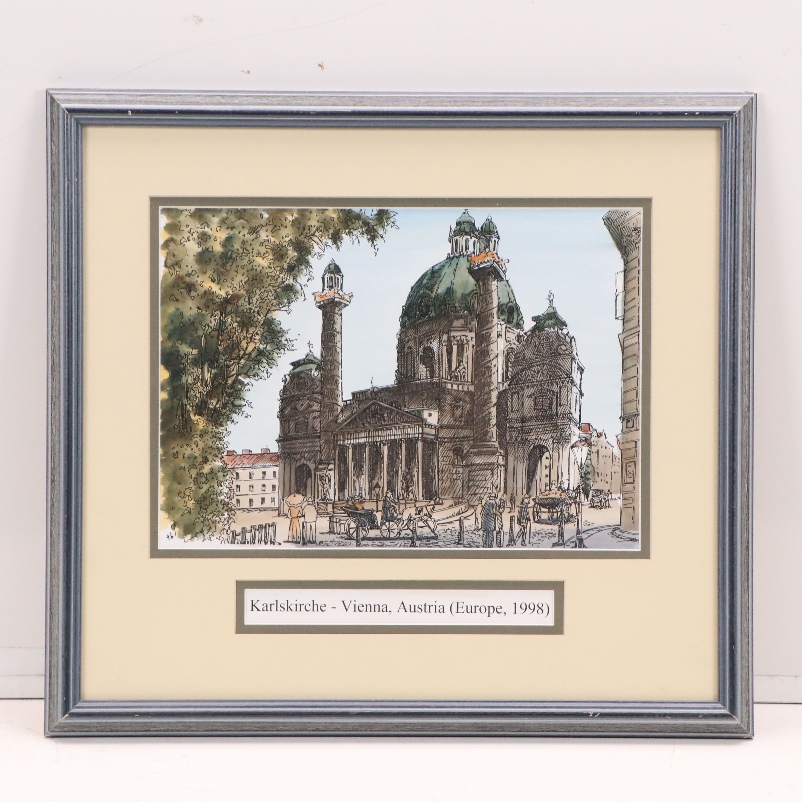 Color Lithograph "Karlsckirche - Vienna, Austria (Europe, 1998)," 1996-1998