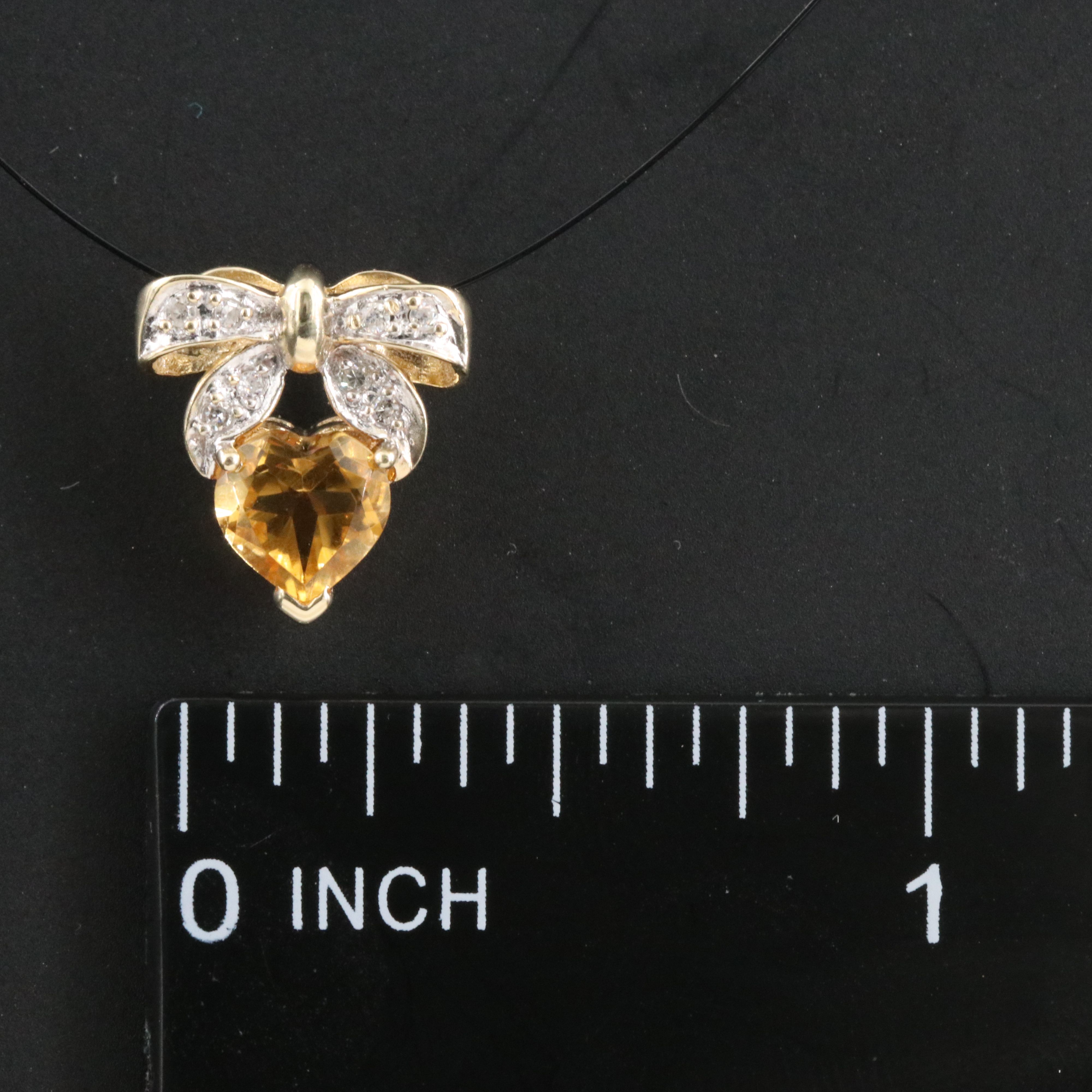 10K Citrine and Diamond Bow Pendant