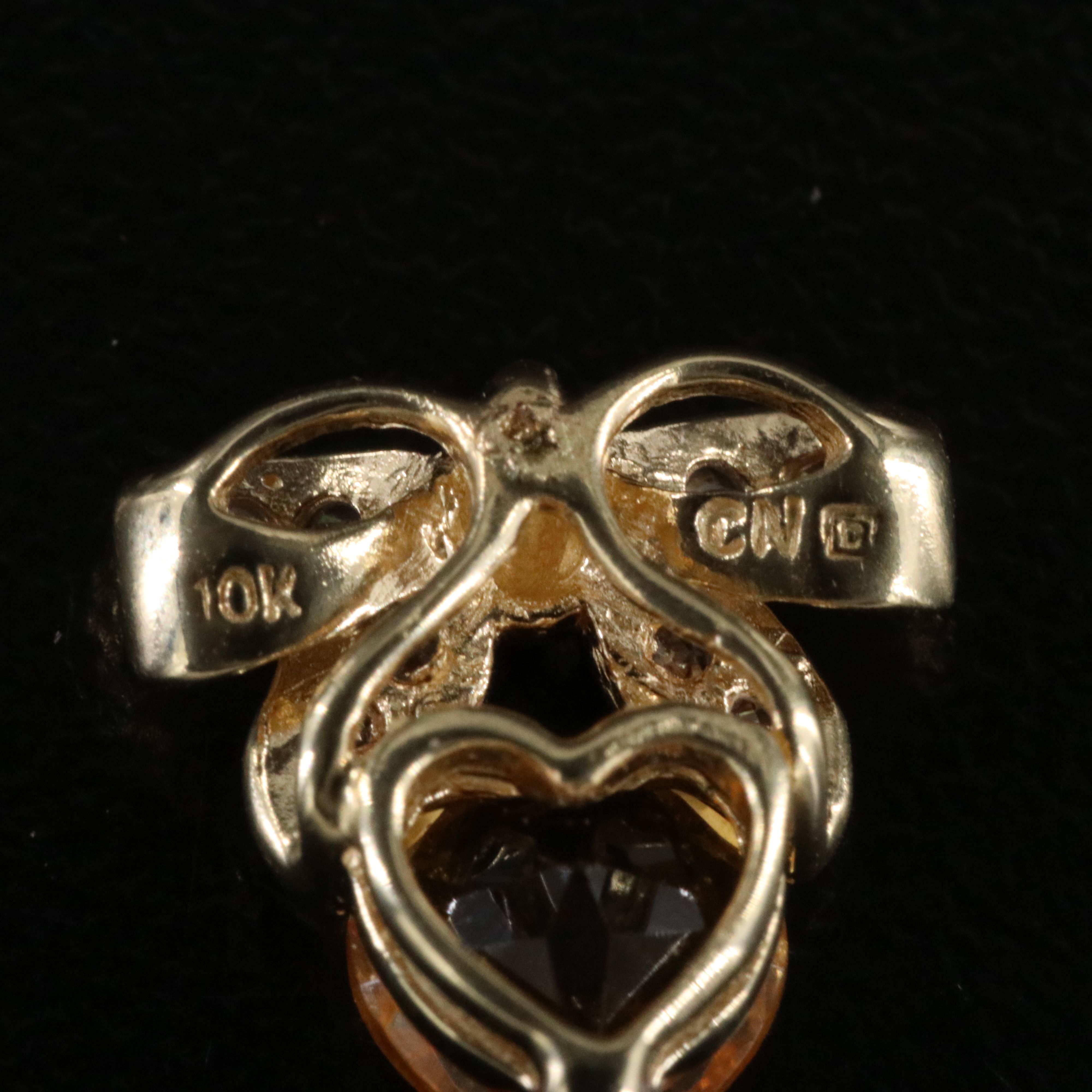 10K Citrine and Diamond Bow Pendant