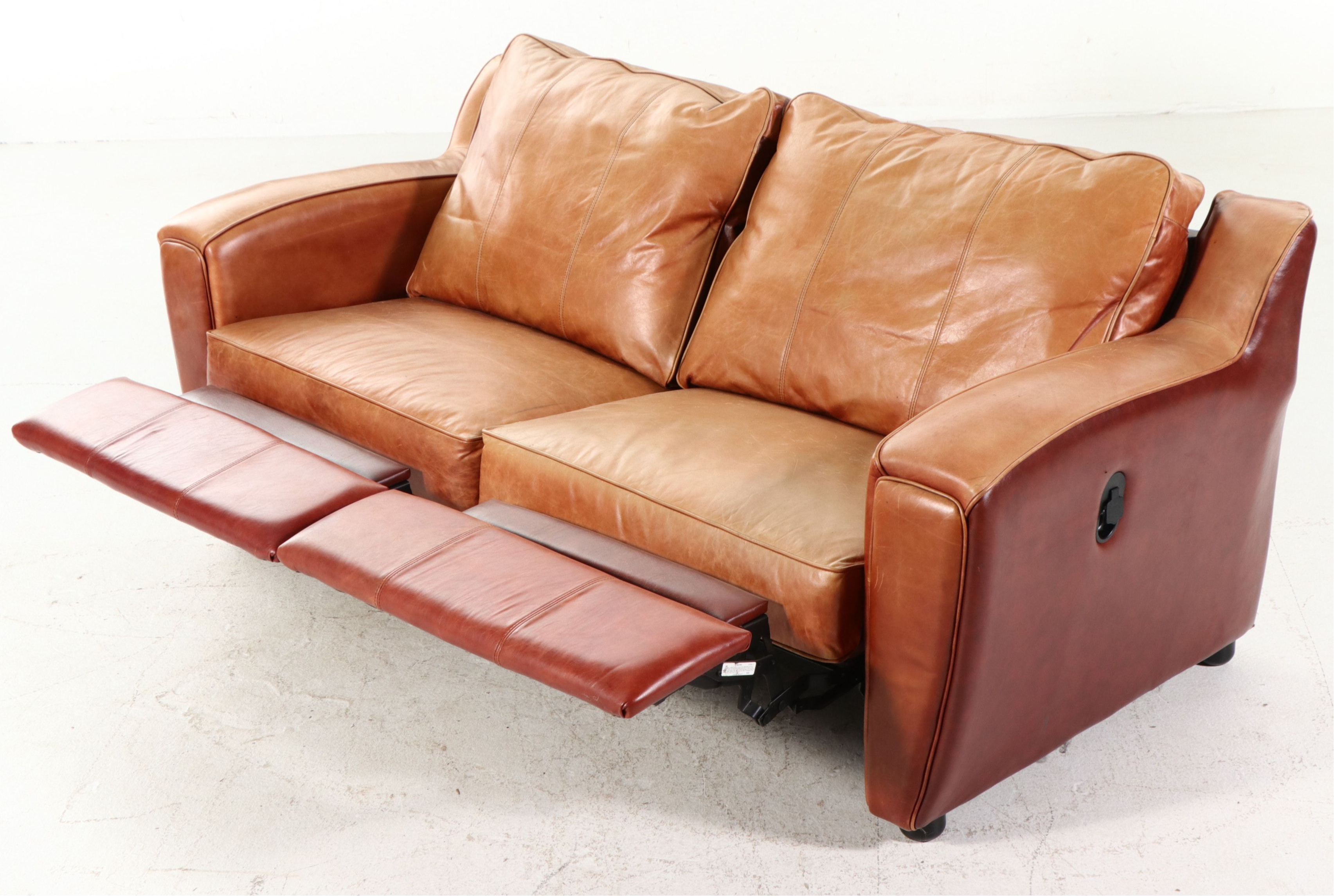 Dual Reclining Leather Loveseat, 21st Century