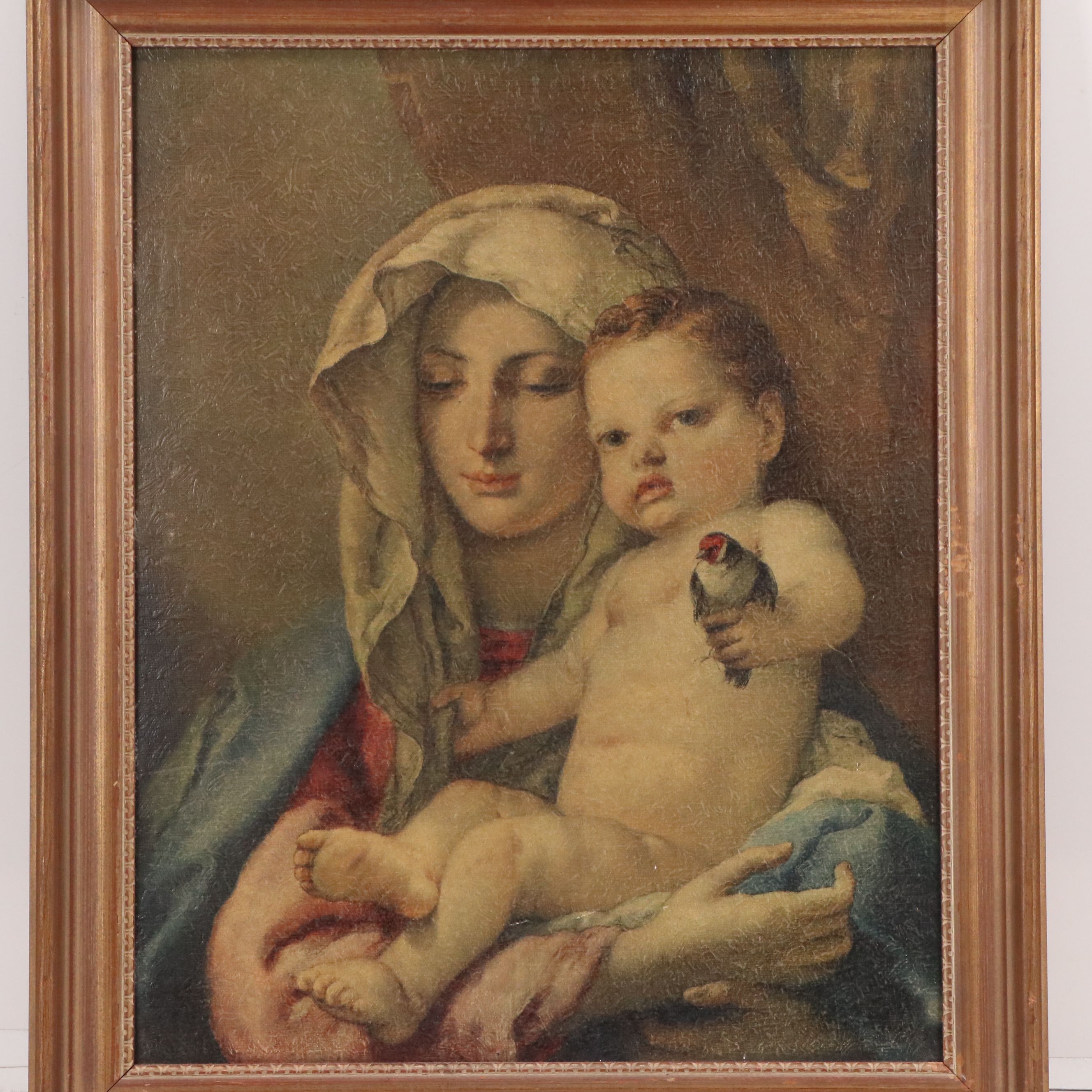 Embellished Gicleé After Giovanni Battista Tiepolo "Madonna of the Goldfinch"