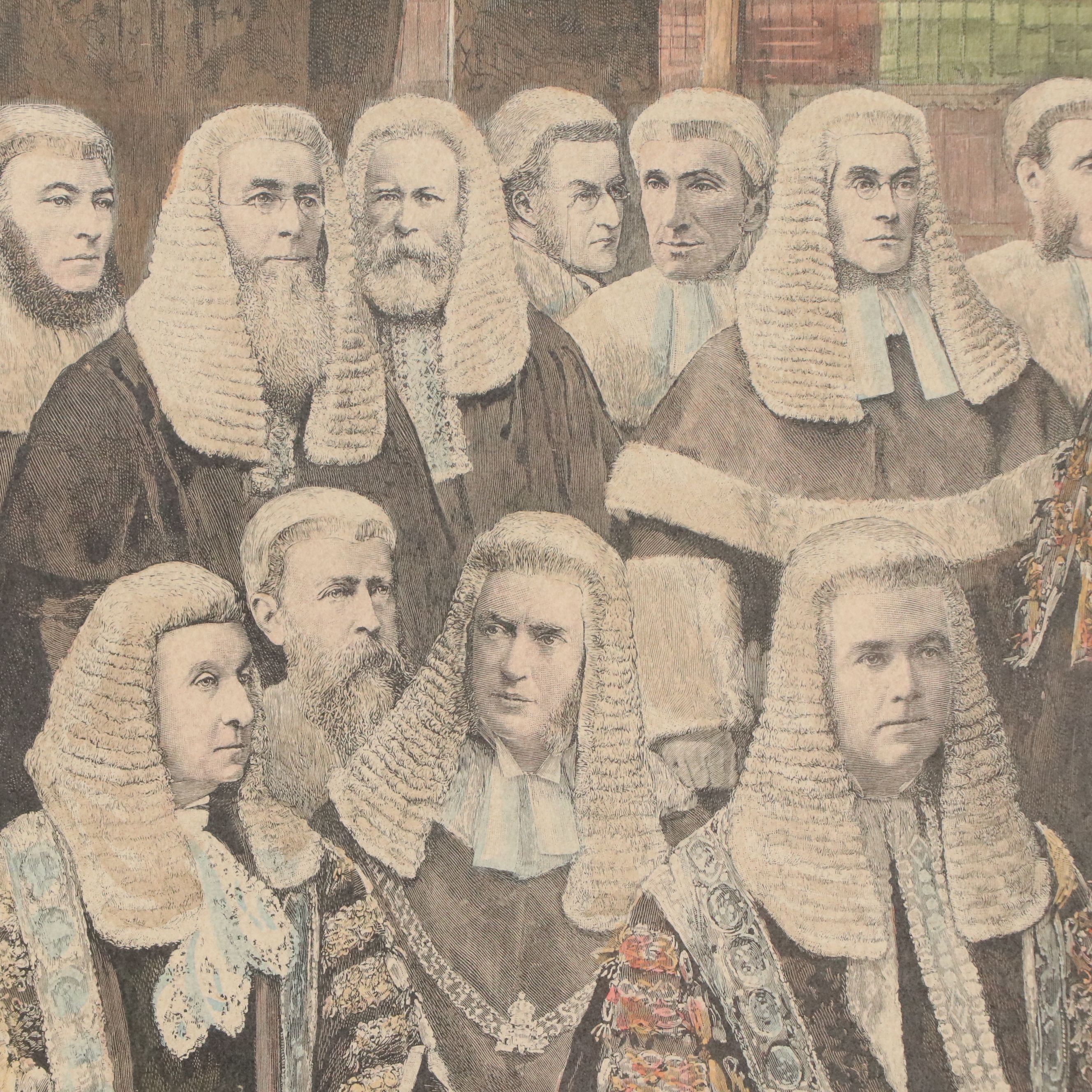 Hand-Colored Engraving "Her Majesty's Judges in Ireland"