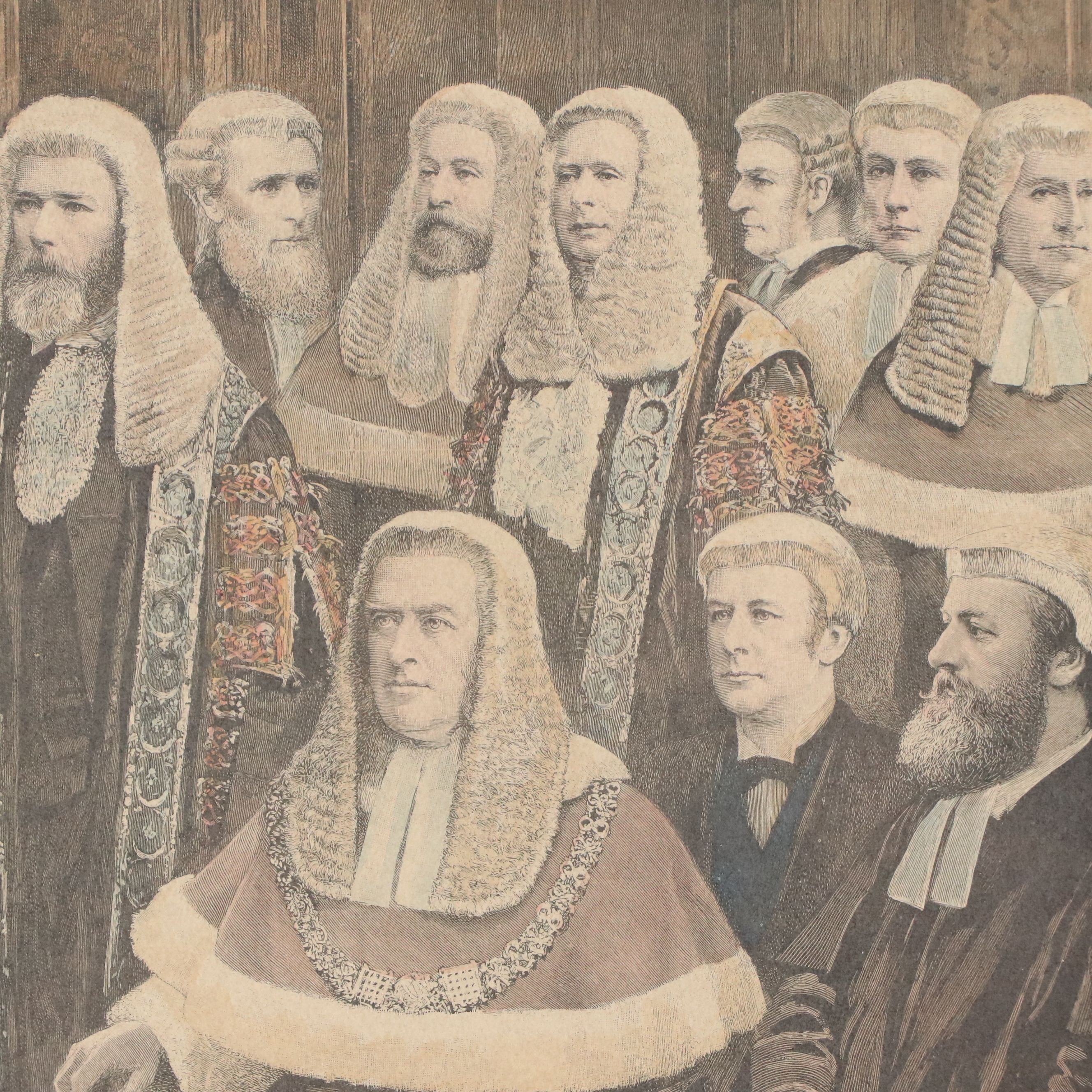 Hand-Colored Engraving "Her Majesty's Judges in Ireland"