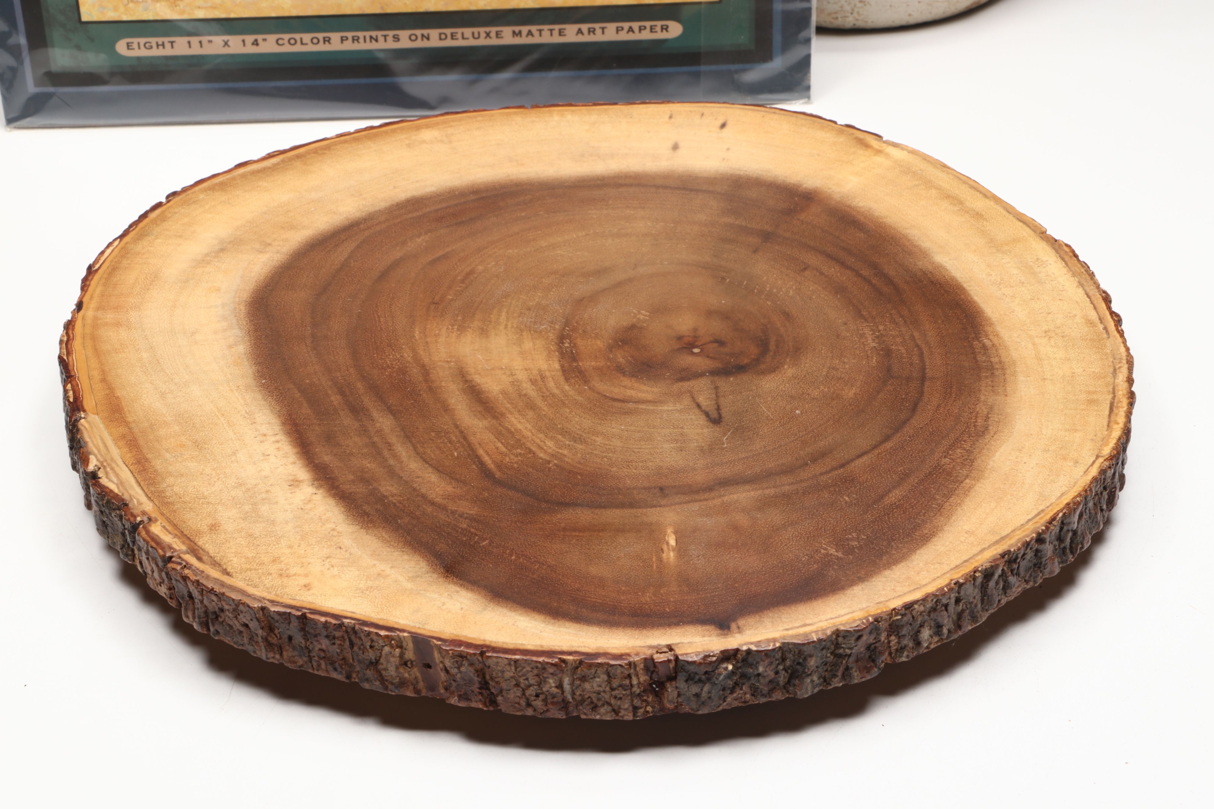 Rustic Wood Serving Tray with Hand-Carved Vases and Bowl with Other Rustic Décor