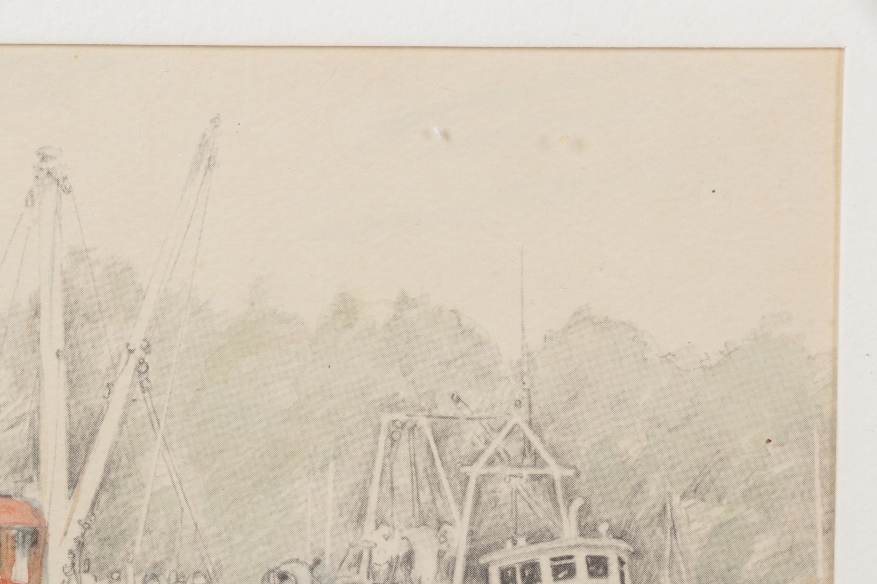 Offset Lithograph After James Ferrell Harborscape "Hunting in Harbor", c. 1930s