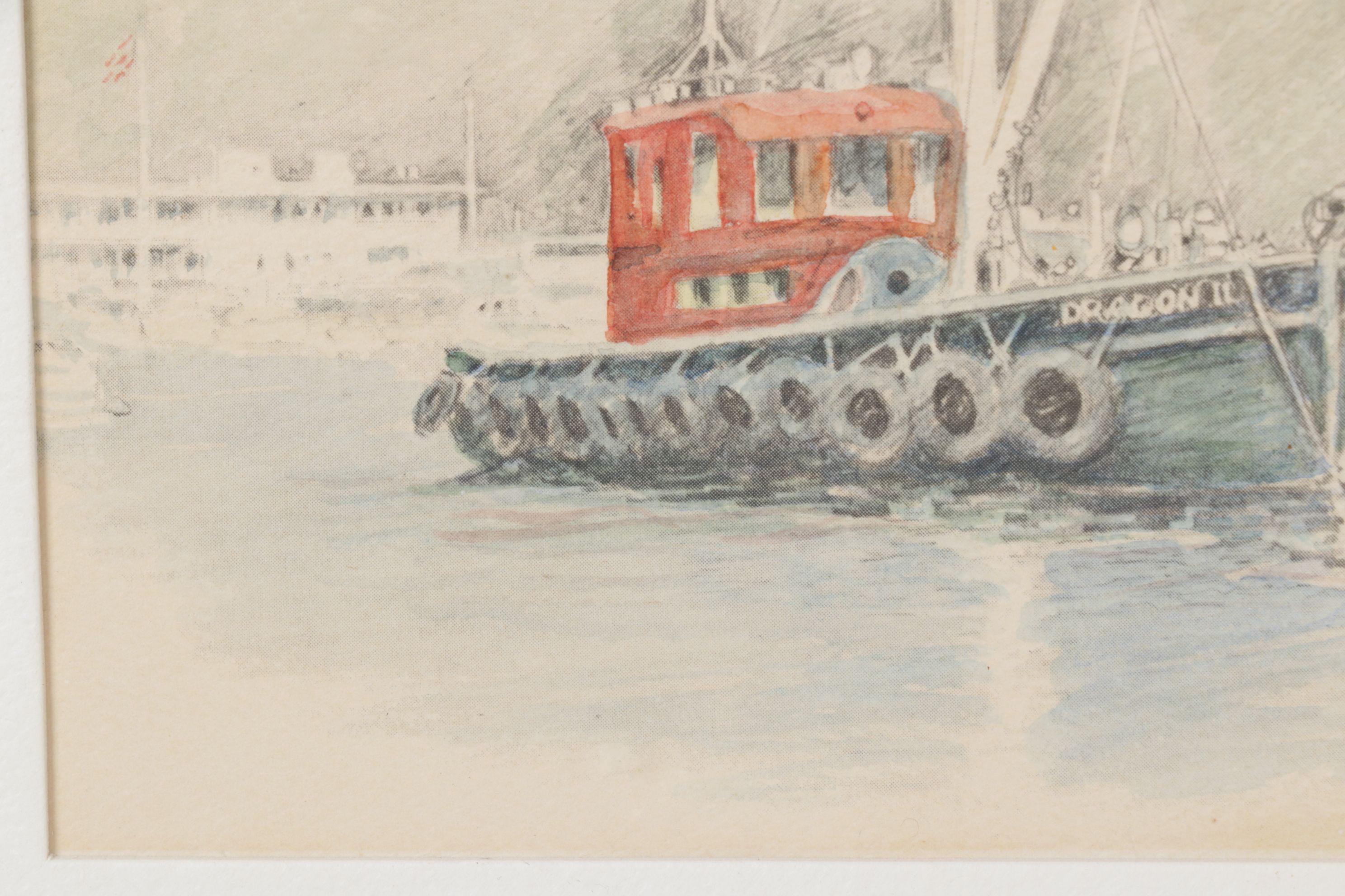 Offset Lithograph After James Ferrell Harborscape "Hunting in Harbor", c. 1930s