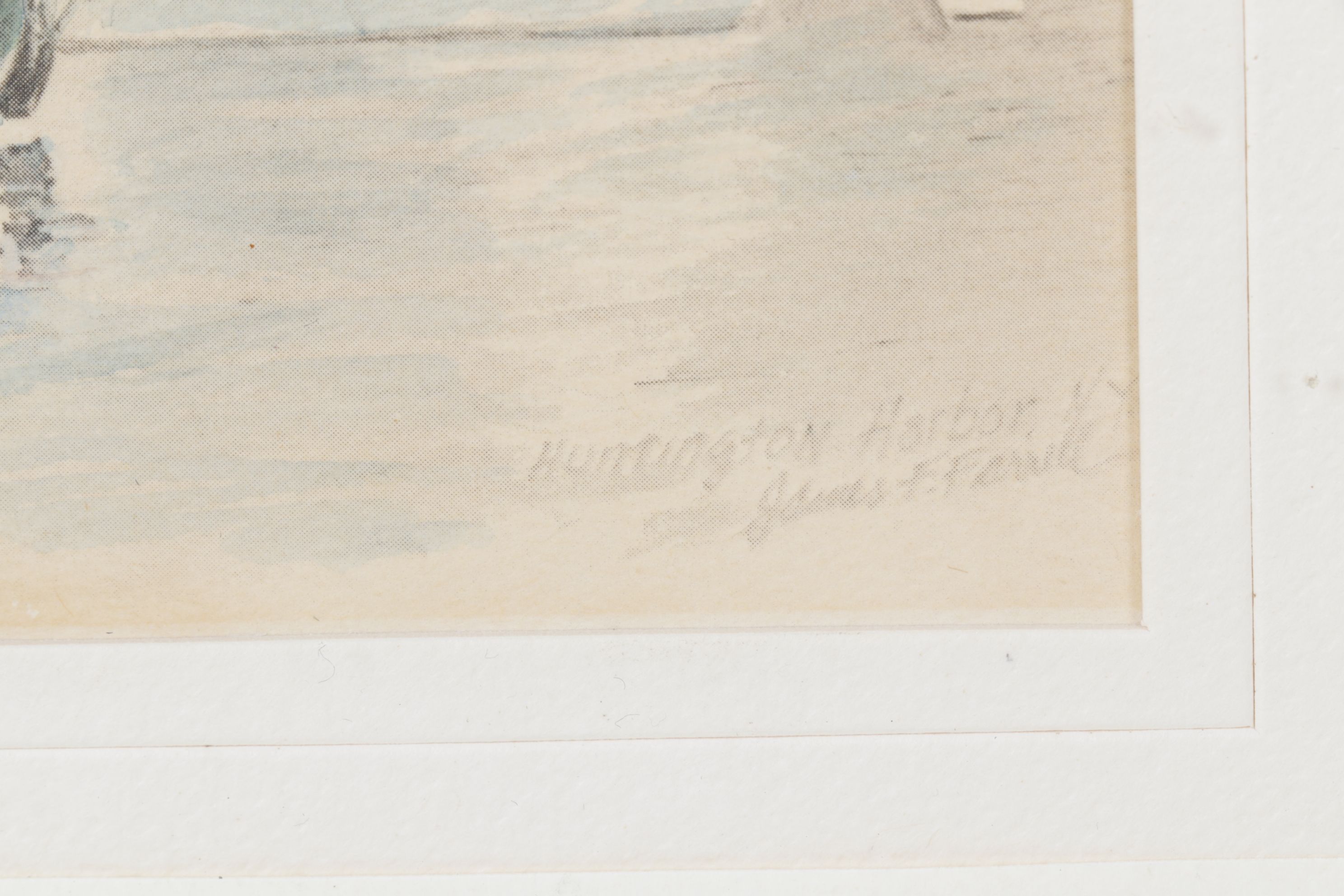 Offset Lithograph After James Ferrell Harborscape "Hunting in Harbor", c. 1930s