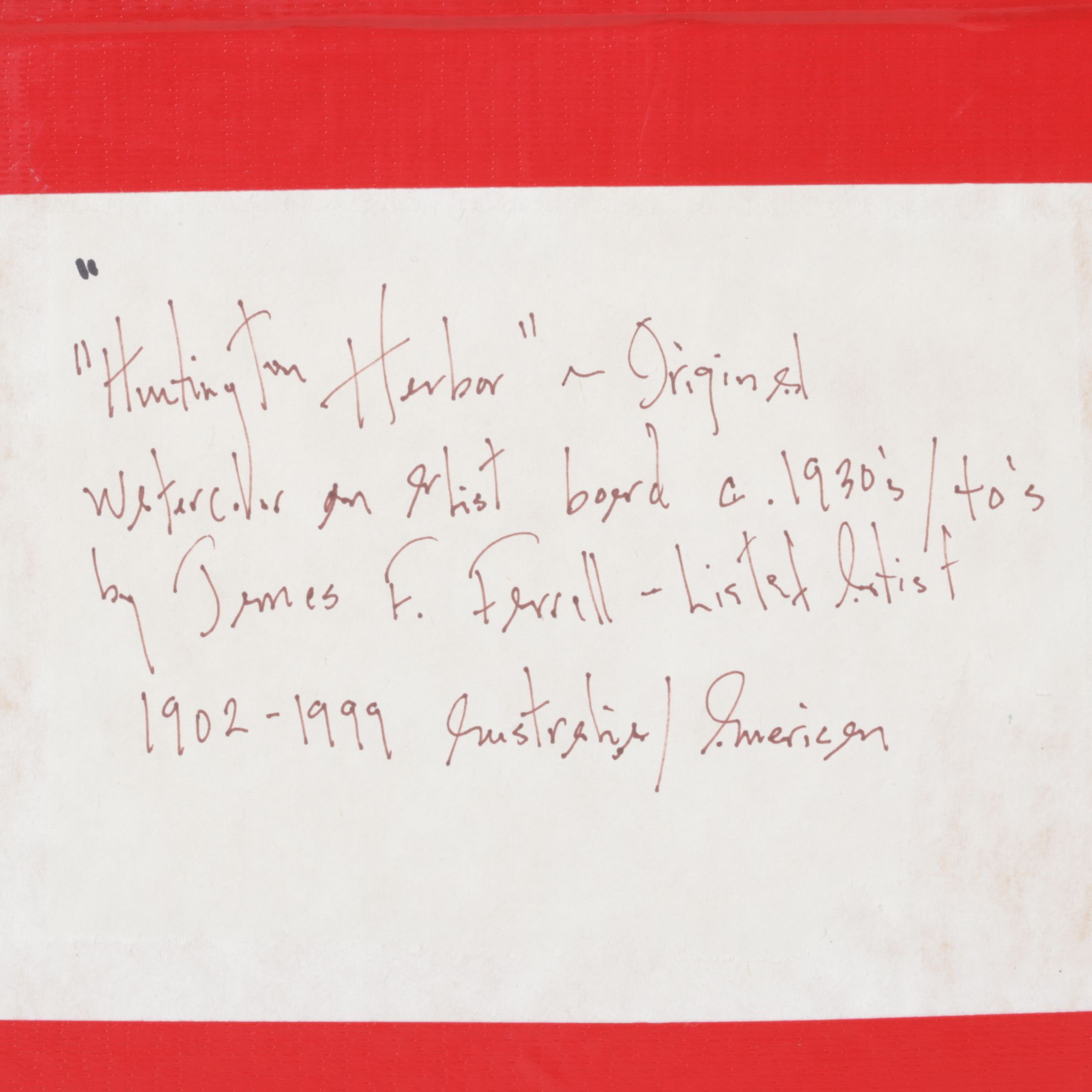 Offset Lithograph After James Ferrell Harborscape "Hunting in Harbor", c. 1930s