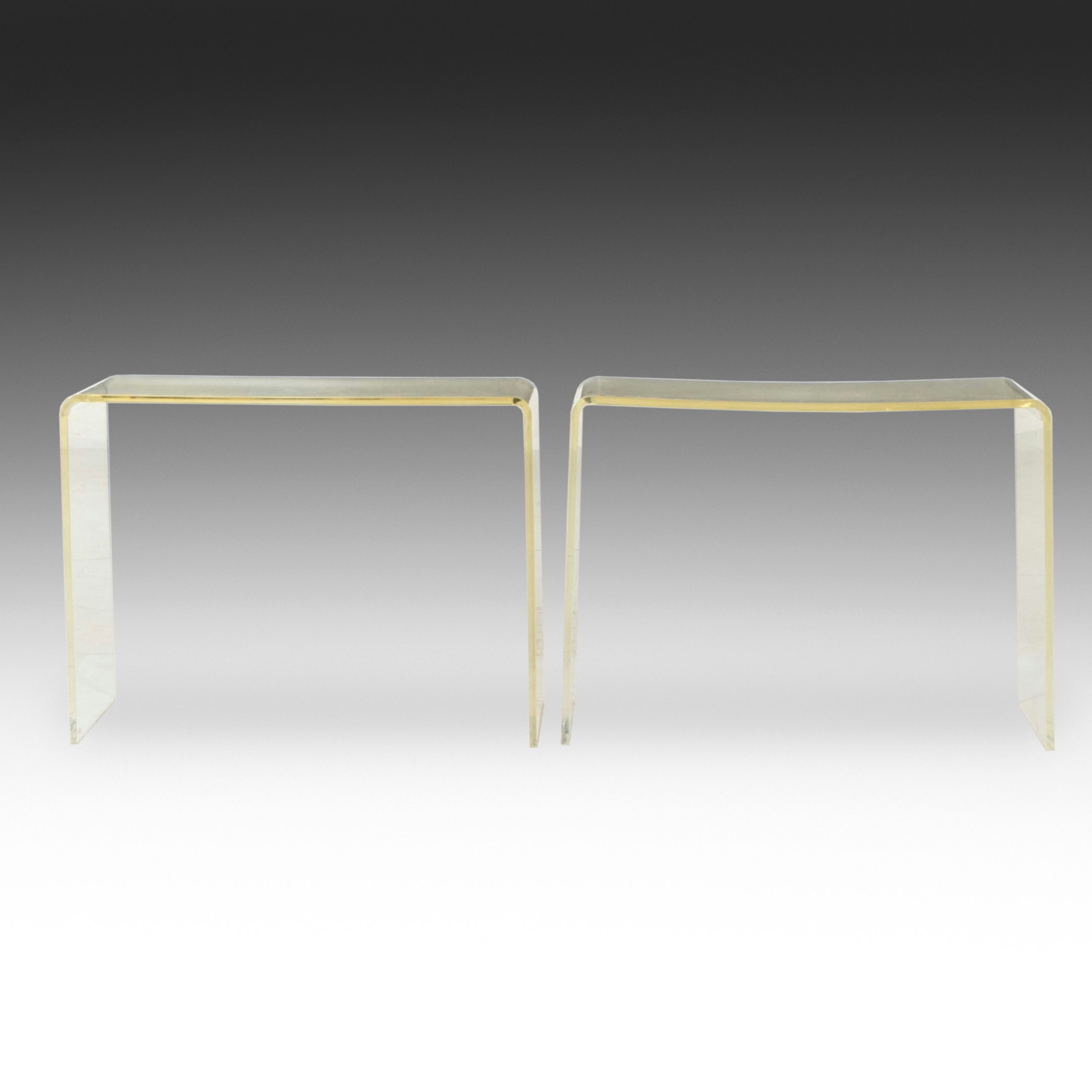 Pair of Contemporary Modern Acrylic Console Tables