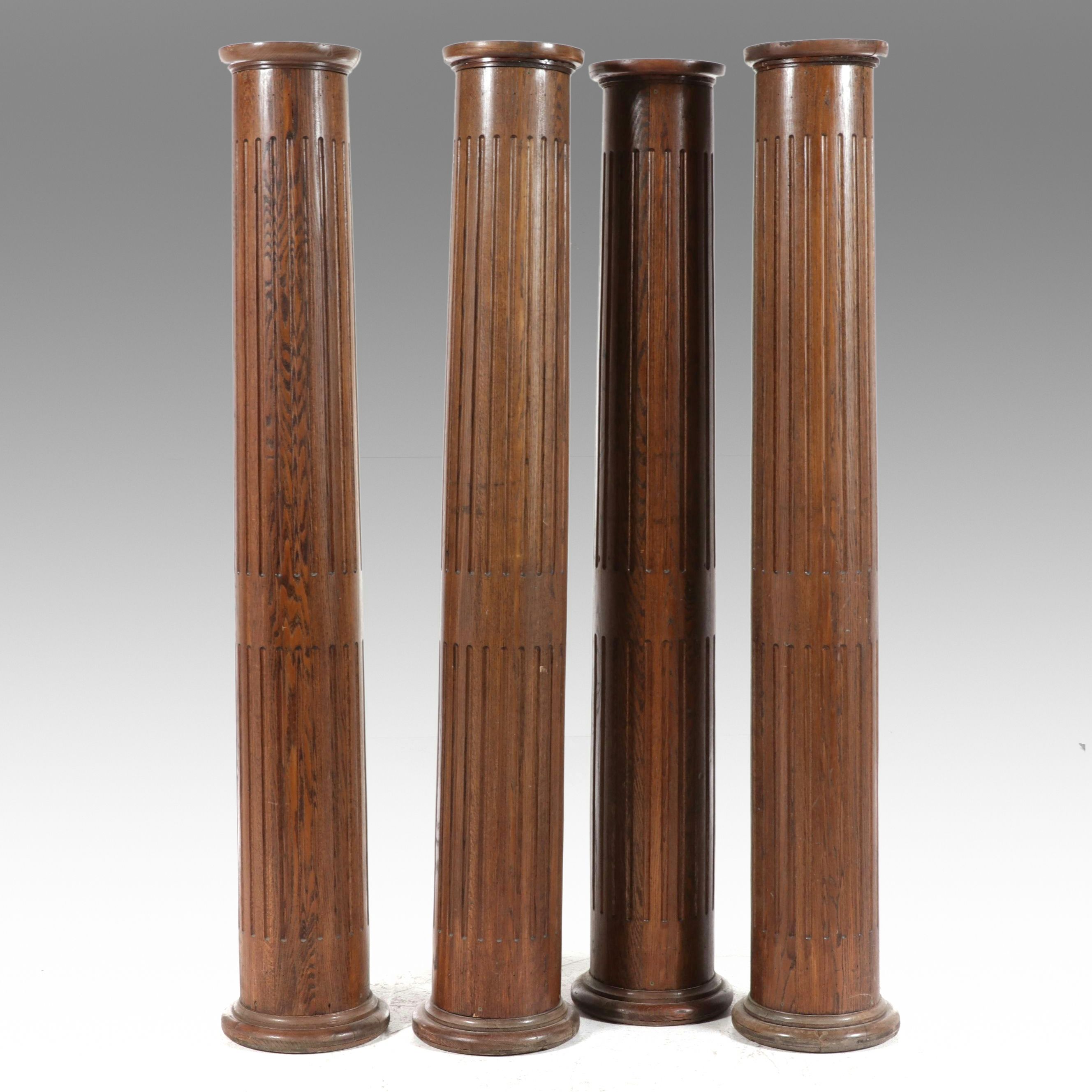 Set of Four Architectural Carved Oak Columns