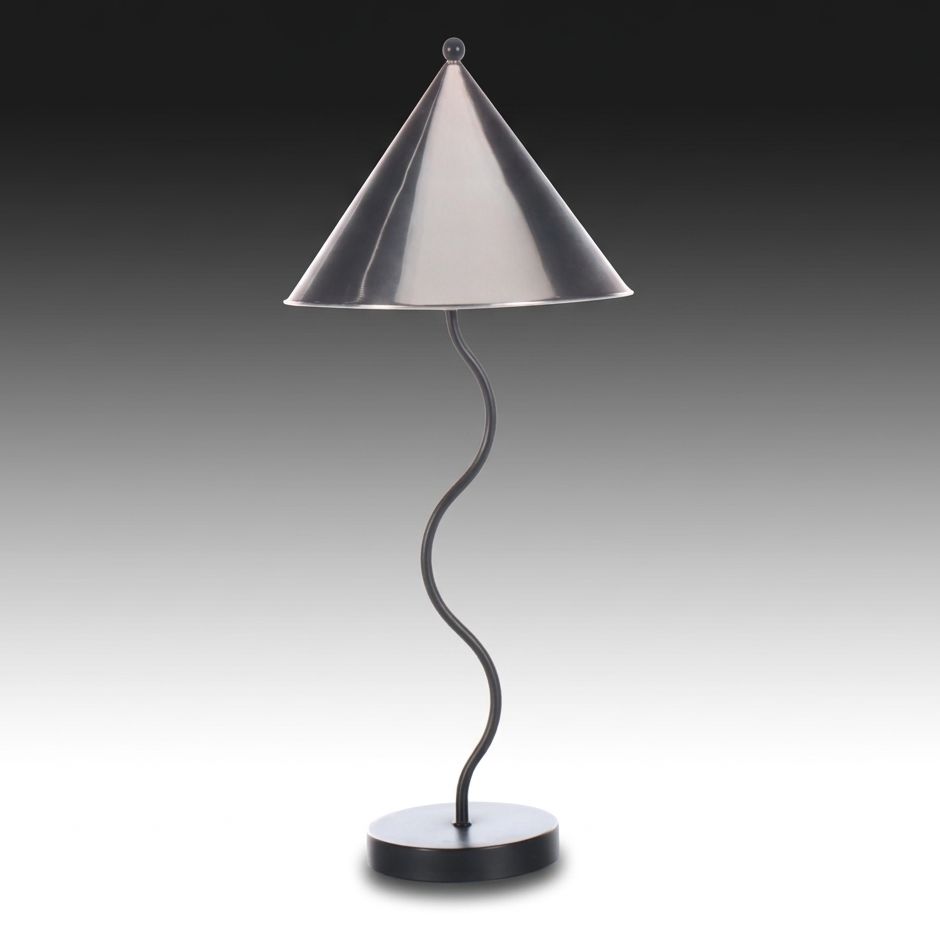 Memphis Style Polished Steel and Iron Table Lamp