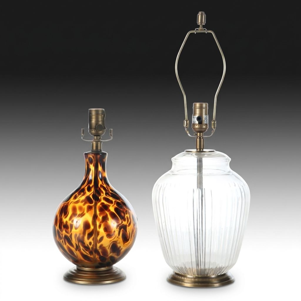 Ballard Designs Tortoise Glass Accent Lamp with Ribbed Glass Accent Lamp