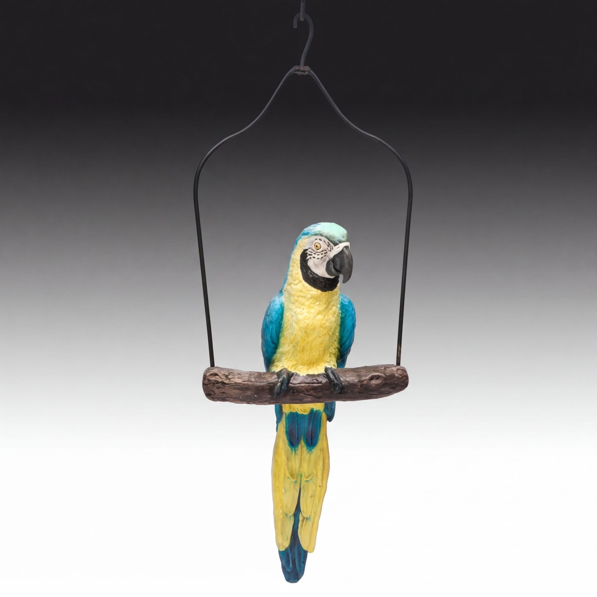 The Townsends' Ceramic Macaw Figure with Hanging Metal Perch