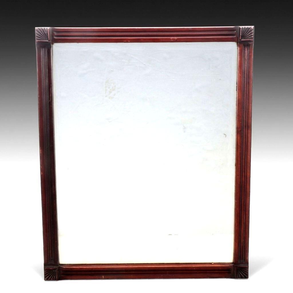 Hand-Carved Rectangular Wooden Wall Mirror, Early to Mid-20th C.