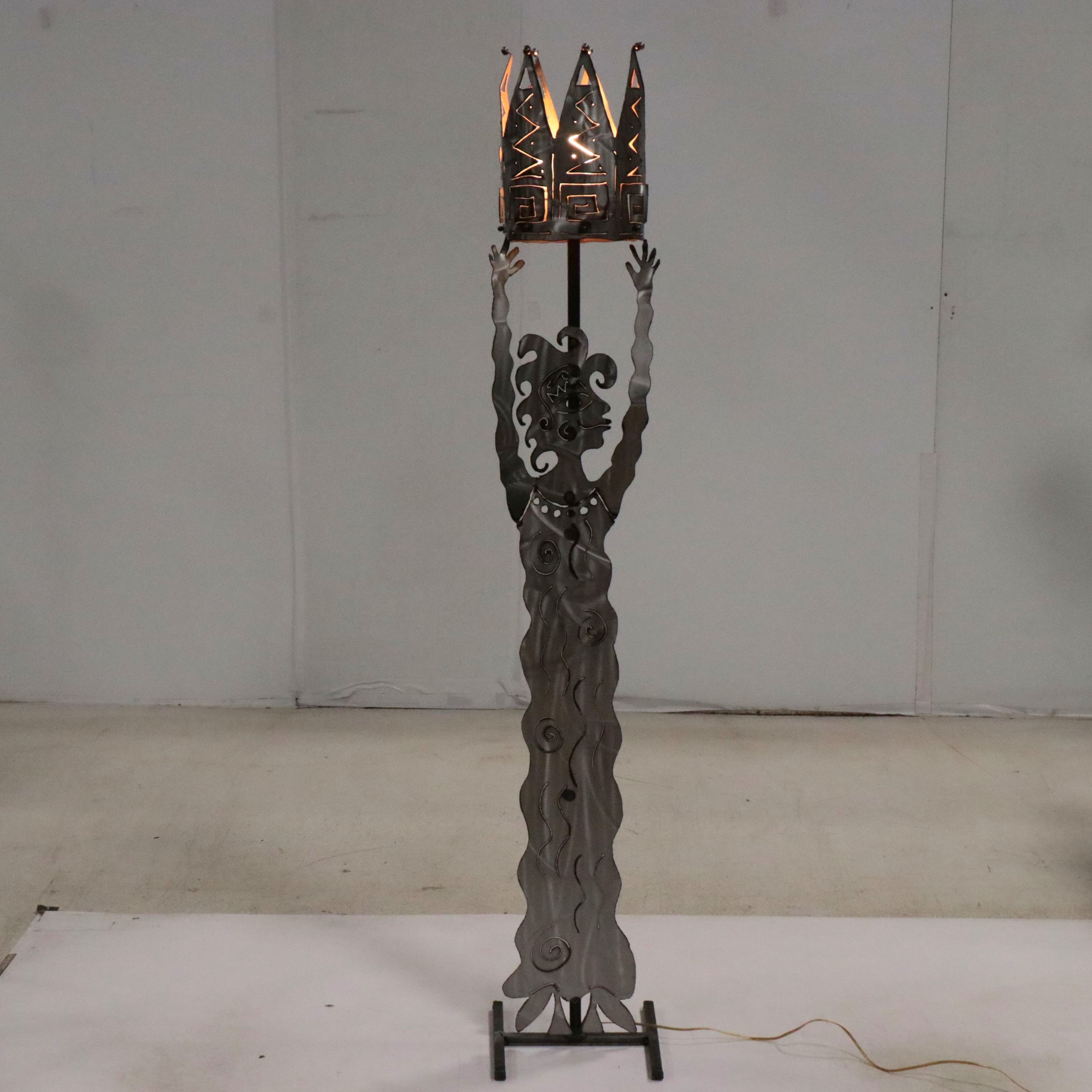 Folk Art Laser Cut Sculptural Floor Lamp