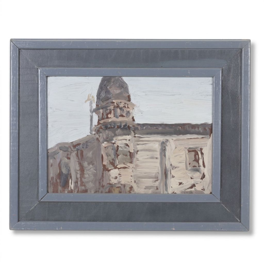 Fred Thomas Martin Oil Painting of Building Facade "Tired, Near Page", 1958