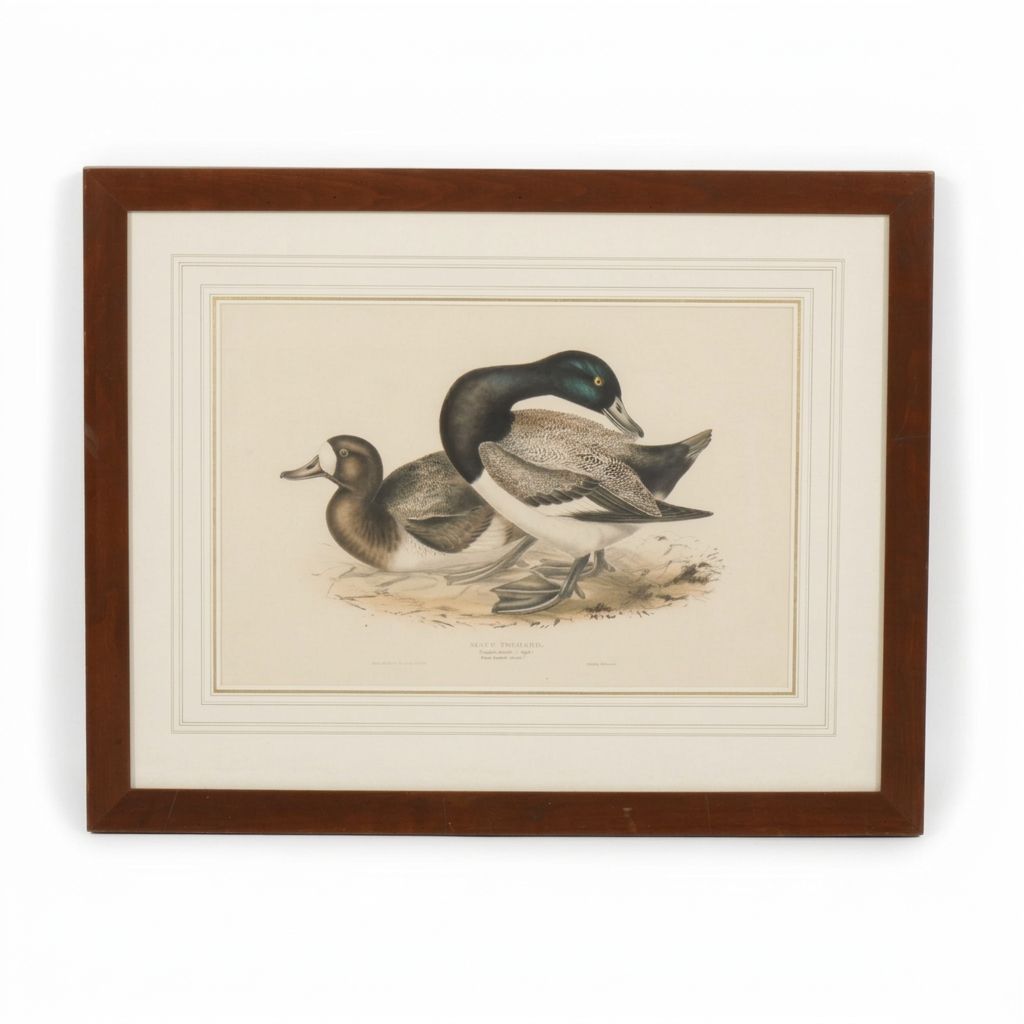 Hand-Colored Ornithological Lithograph After John Gould "Scaup Pochard"