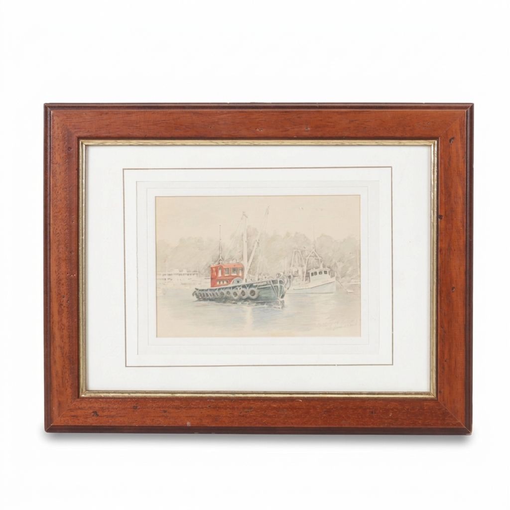 Offset Lithograph After James Ferrell Harborscape "Hunting in Harbor", c. 1930s