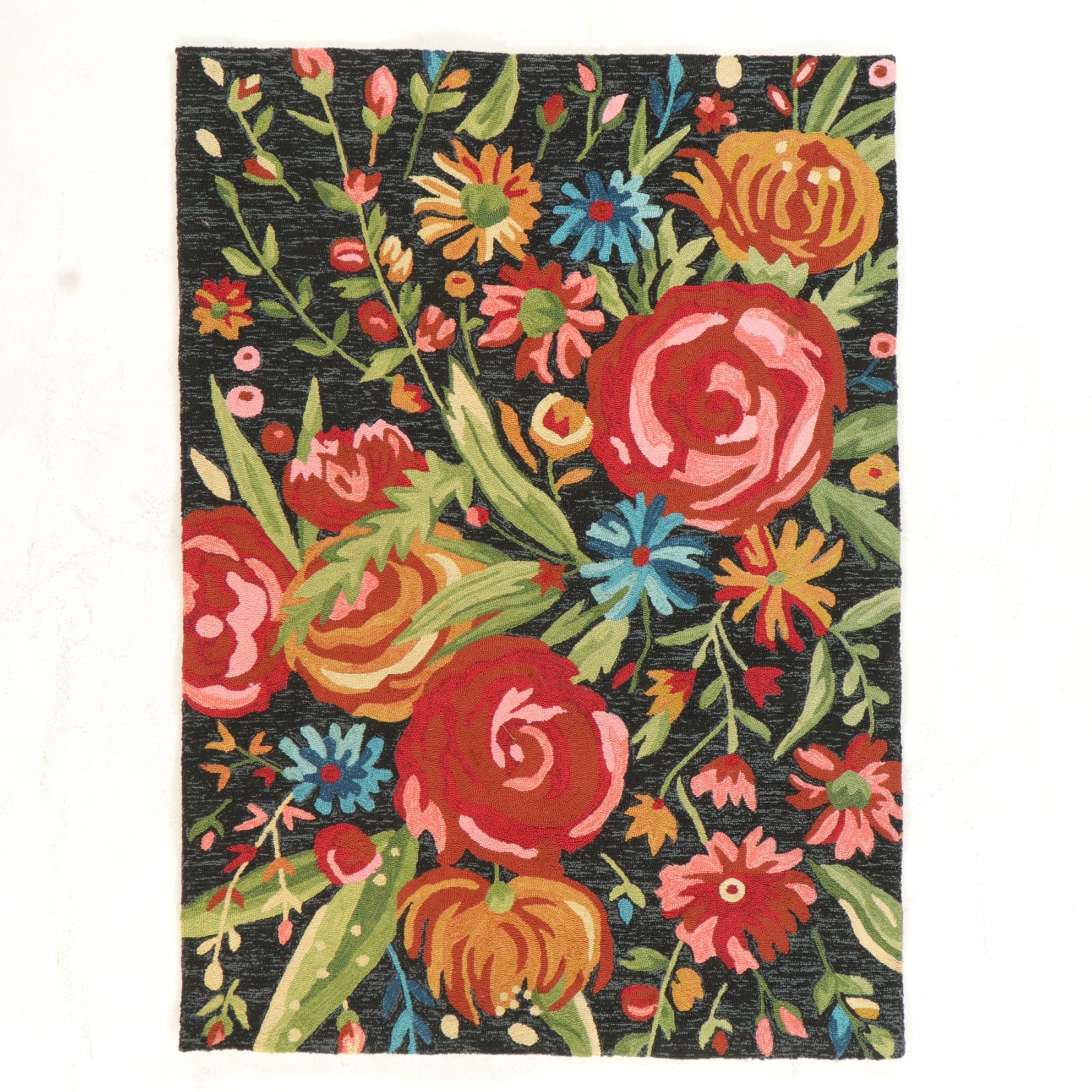 5' x 7' Hand-Hooked At Home "Santa Monica" Bright Floral Area Rug