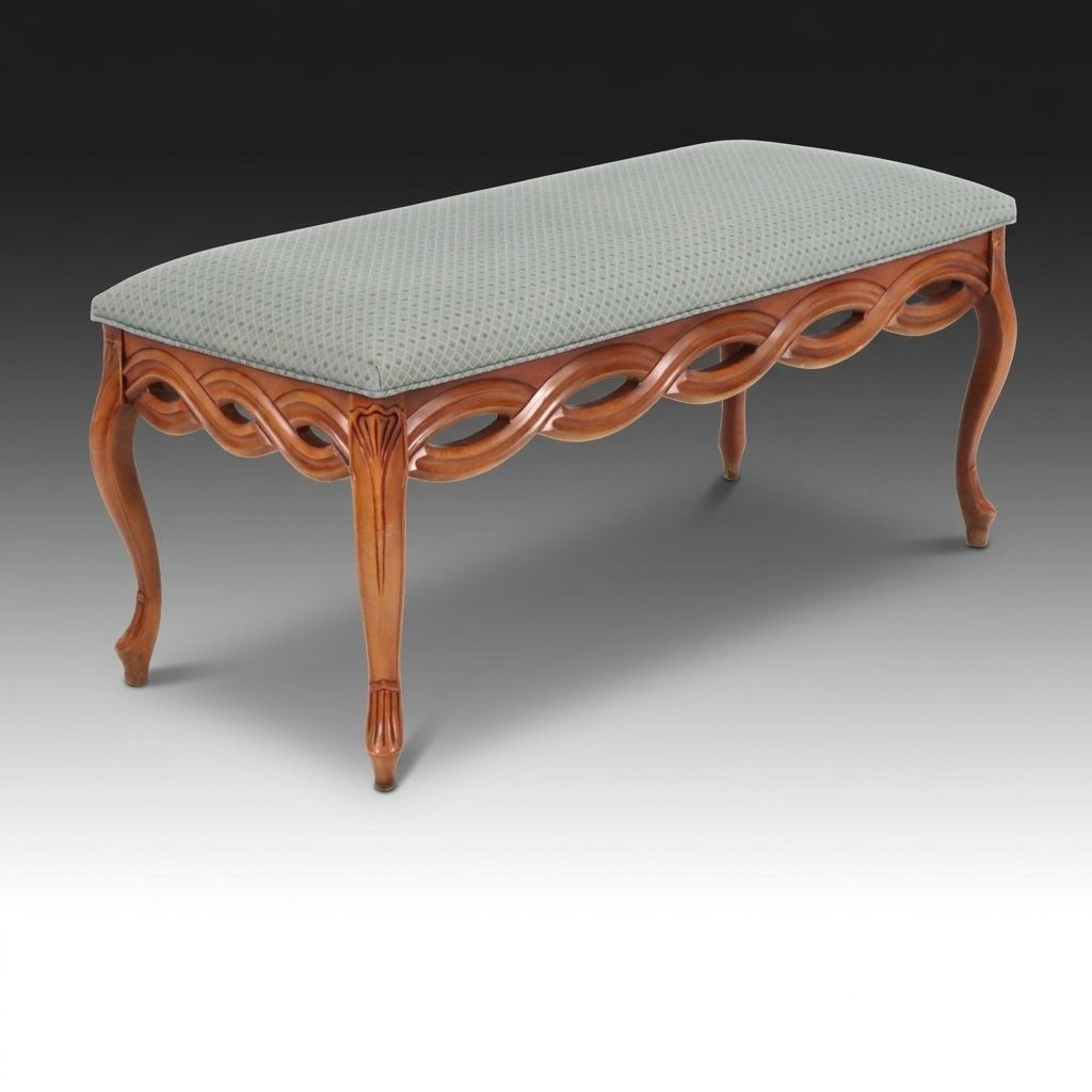 French Provincial Style Carved Walnut Bench